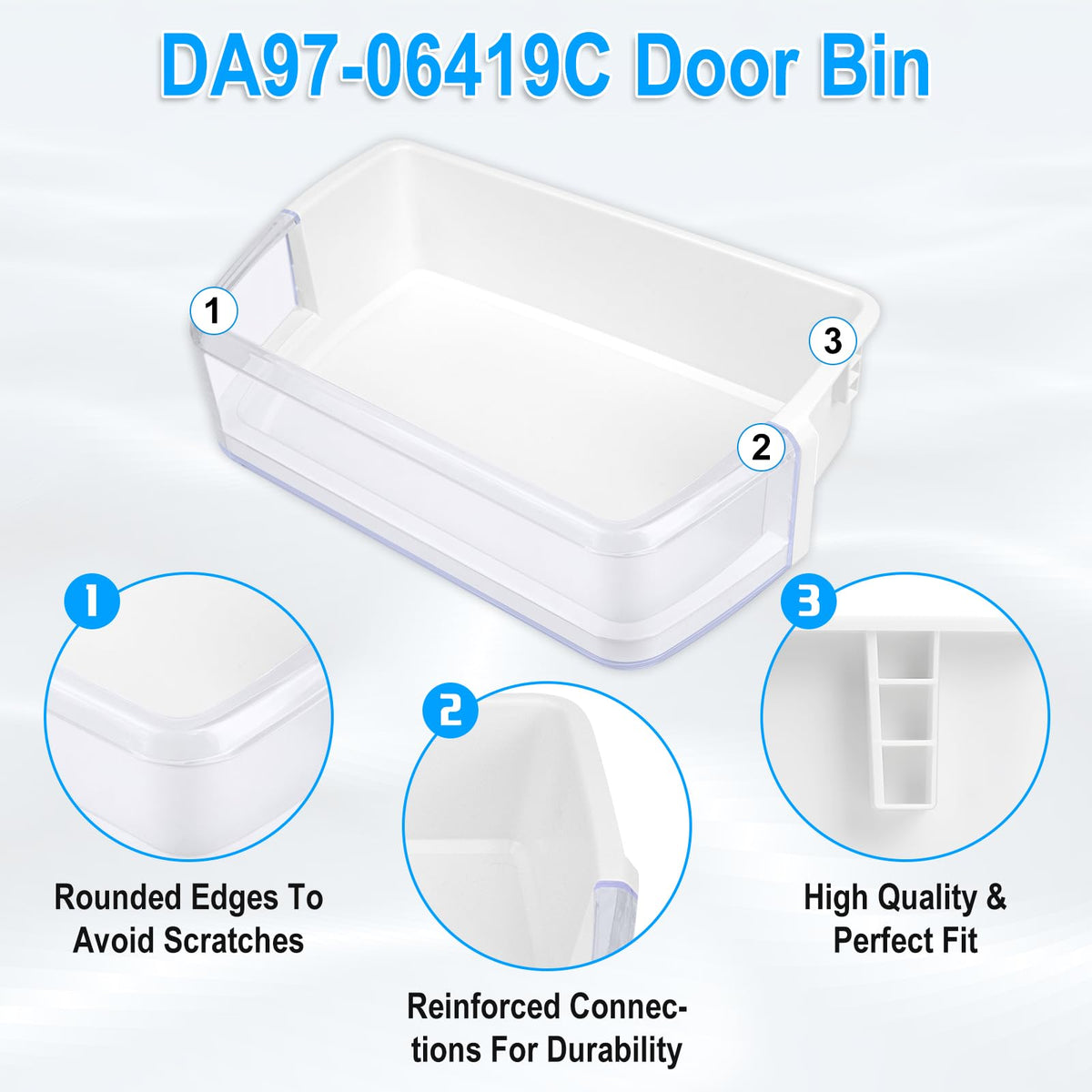 UPGRADED DA97-06419C Refrigerator Door Shelf Basket Bin Right Compatible with Samsung Refrigerator Door Shelf RFG293HARS RFG297HDRS RFG298HDRS Door Shelf DA63-04314 DA63-04316 AP4567198 Door Shelf Bin