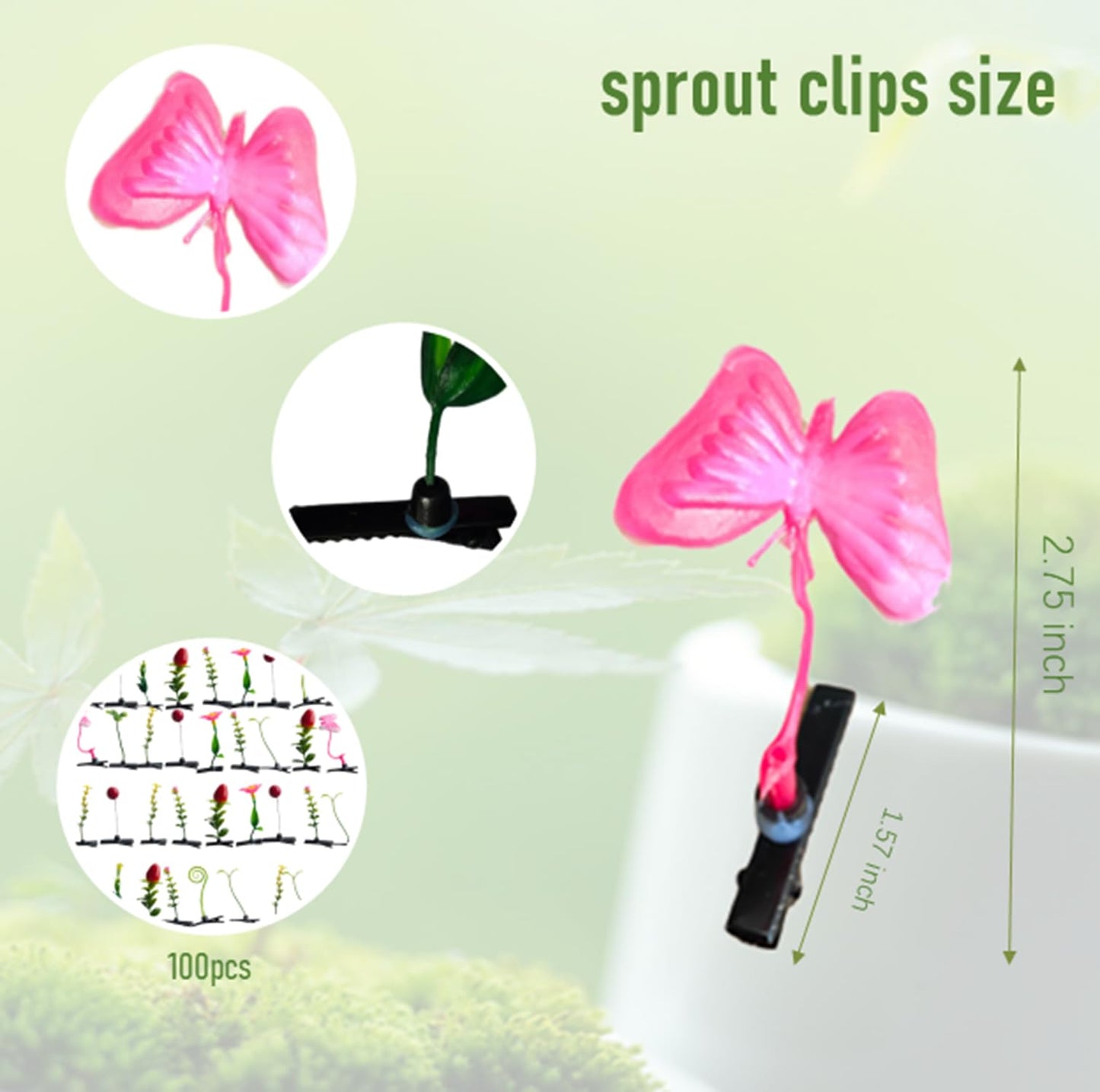 100 pcs Rave Bean Sprout Hair Clip Funny Barrette Headwear Plant Hairpins Mixed Style Little Grass Flower Fruit Butterfly Mushroom Hair Accessories for Girls Women Party Scool Home