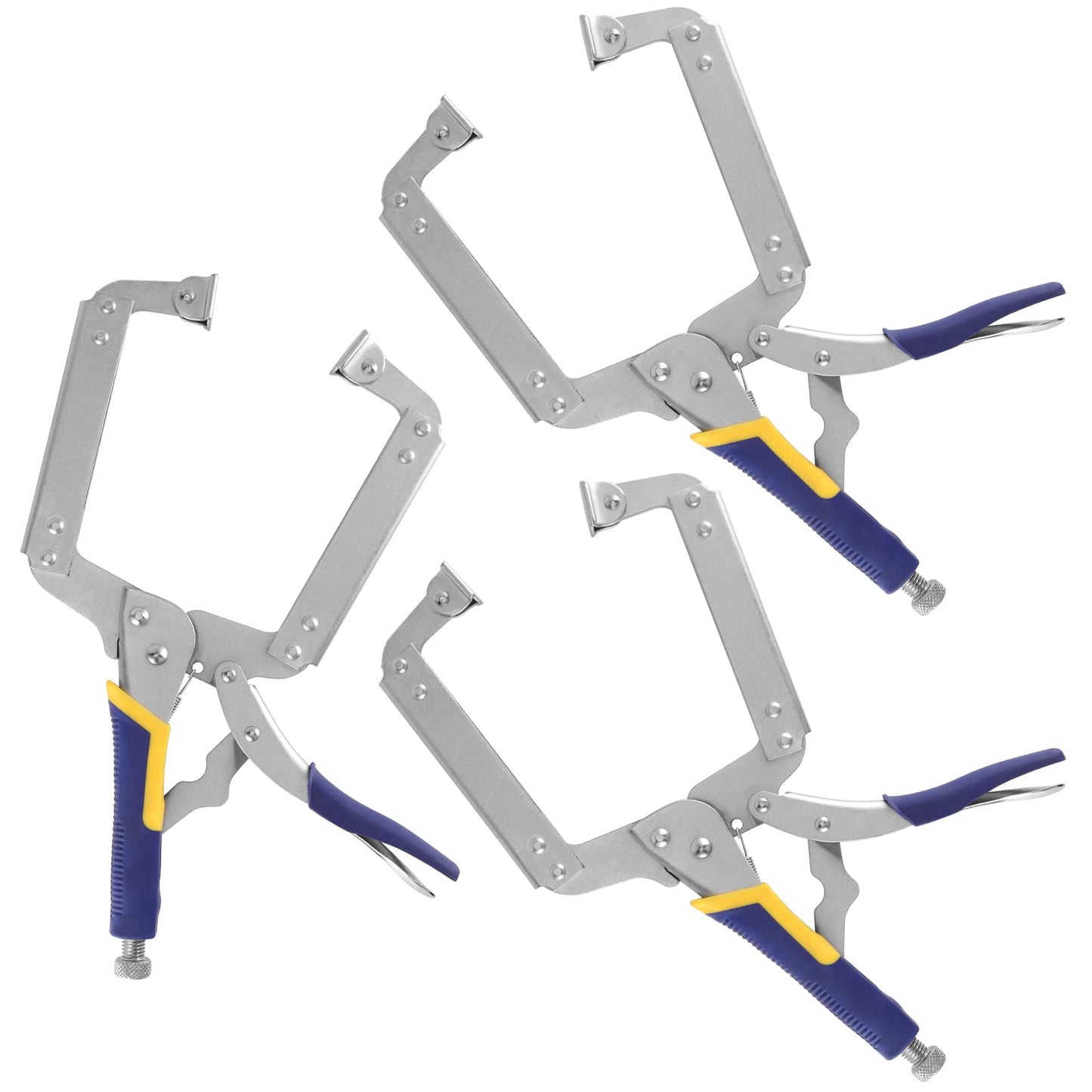 HOZEON 3 PCS 14 Inch C Clamp Locking Pliers, Heavy Duty Welding C Clamp Pliers with Swivel Pads, Vise Grip Locking Pliers Face Clamps for Woodworking, Welding, Building