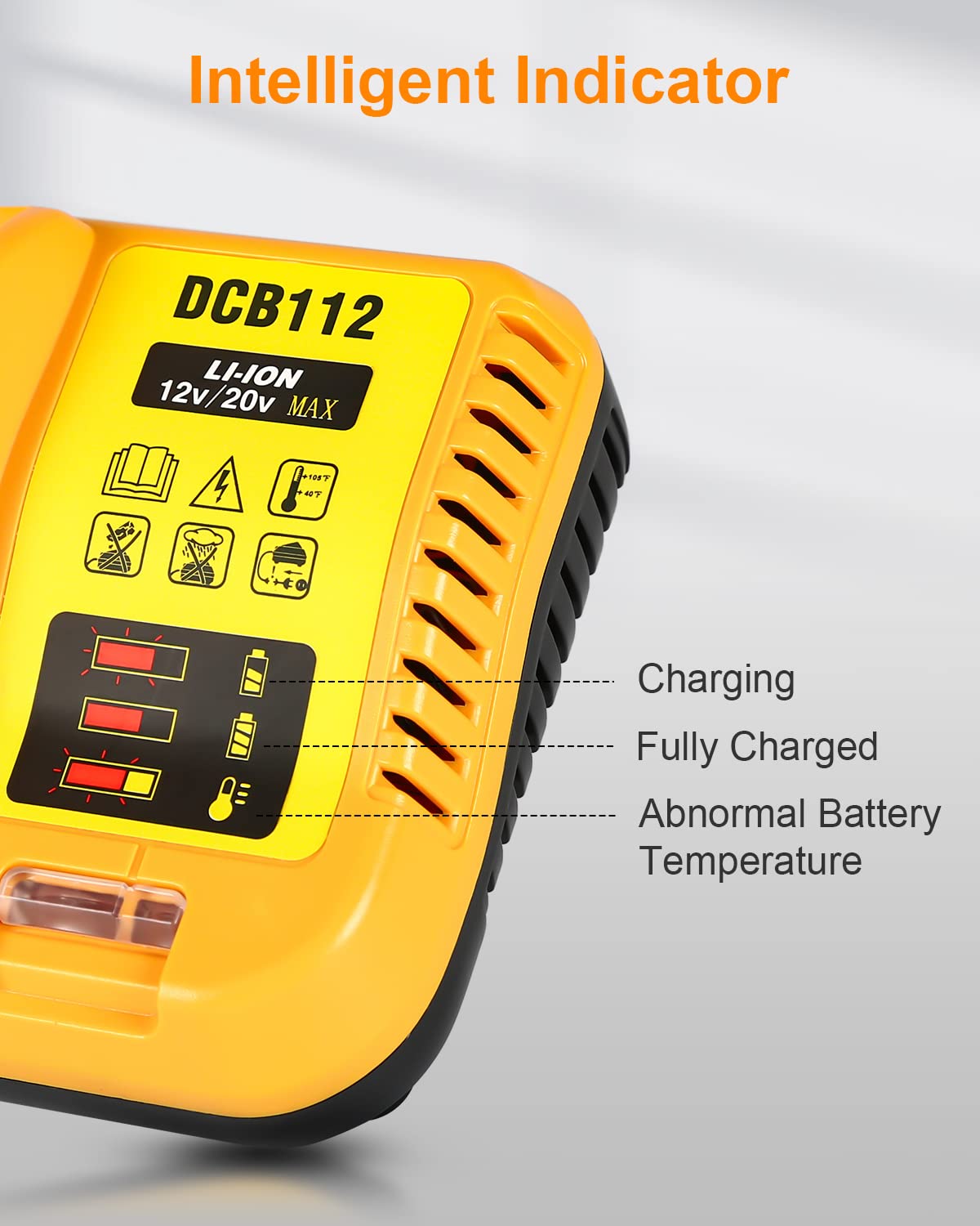 Replacement for Dewalt 20V Max Battery Charger DCB112, Compatible with Dewalt 12V 20V Max Lithium Battery DCB203 DCB204 DCB205 DCB205 DCB120 DCB123 DCB125 DCB127 DCB112 DCB115 DCB118 DCB102 DCB104