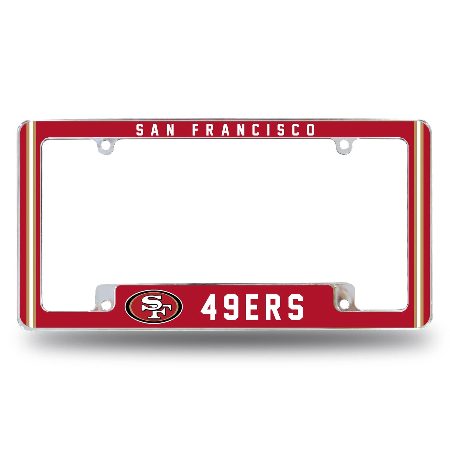 Rico Industries NFL San Francisco 49ers Alternate 12" x 6" Chrome All Over Automotive License Plate Frame for Car/Truck/SUV