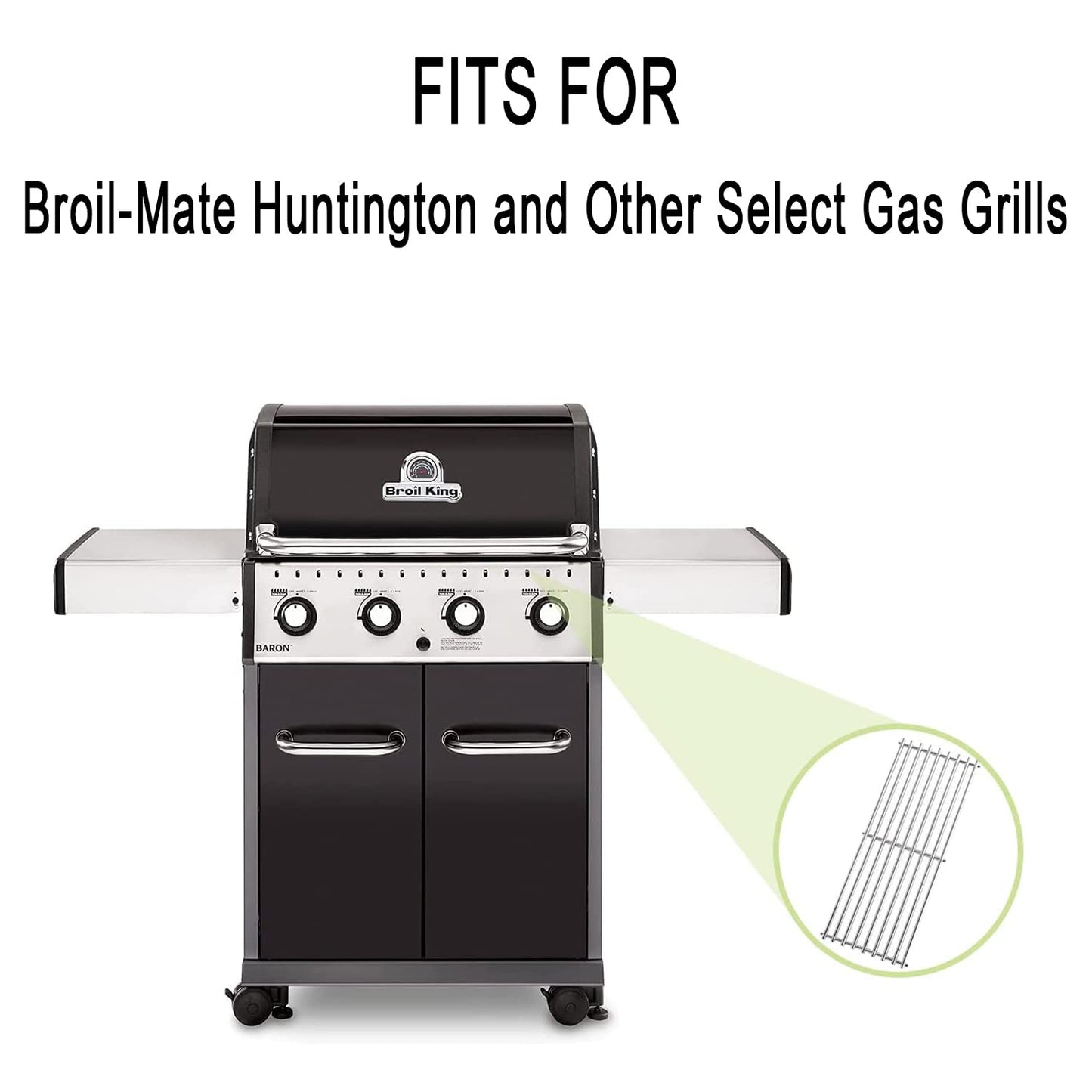 BMMXBI 17-3/8 Inch Grill Grate Replacement for Broil King Baron 440 320 340 420 S420 S320 Grill Parts, Stainless Steel BBQ Cooking Grates for Broil-Mate, Huntington Gas Grills Accessories, Set of 4