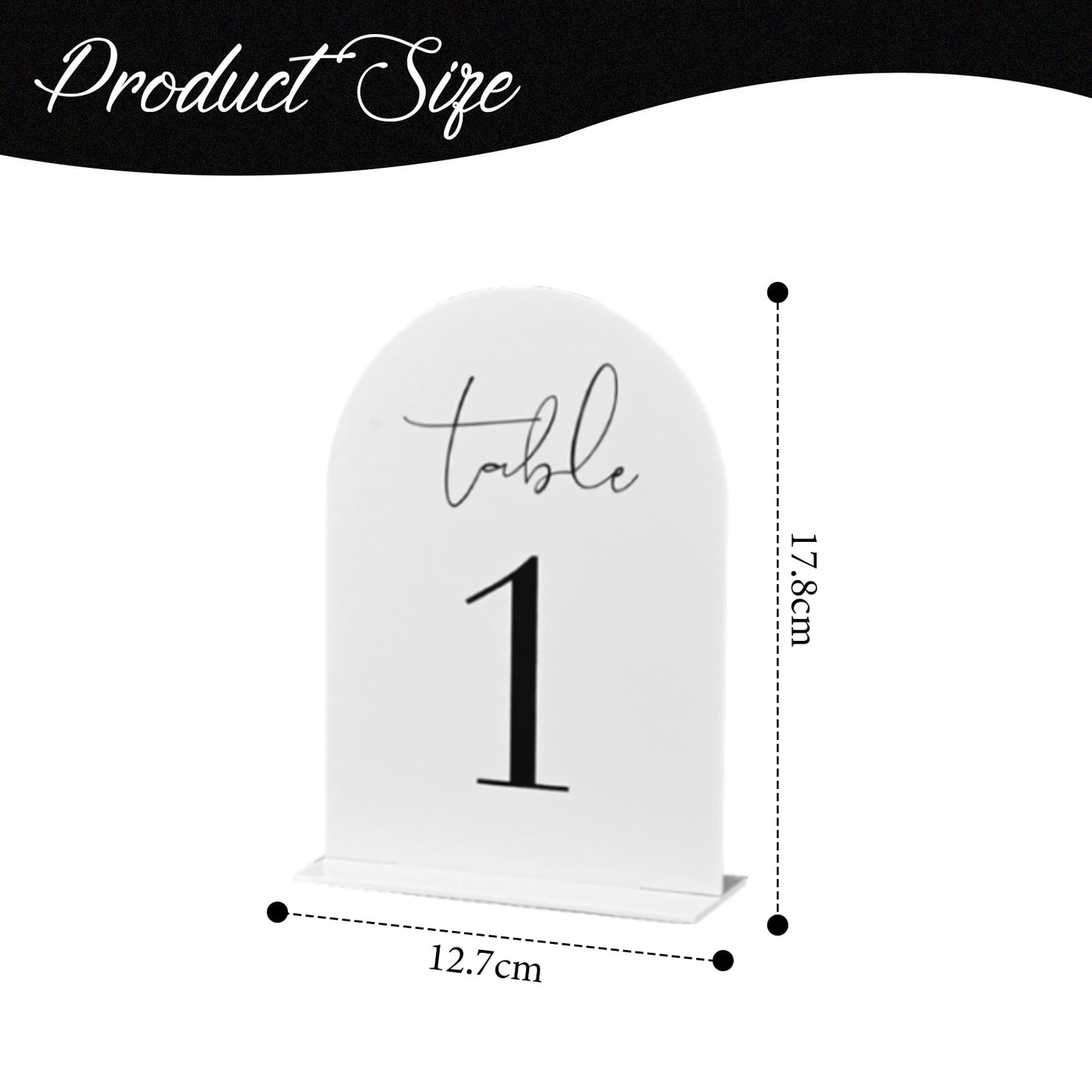 Auch White Arch Acrylic Table Numbers 1-15 with Stand, 5x7" White Arch Acrylic Sign and Holder Wedding Table Numbers for Reception, Centerpiece, Event (White)