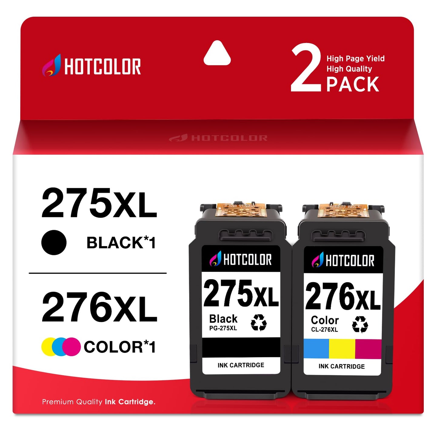 HOTCOLOR Printer Ink 275 276 XL Replacement tr4720 tr4700 Ink Cartridge for Canon 275 276 Ink Cartridges XL PG-275/CL-276XL PG275XL CL276 for Canon pixma TR4720 TR4700 TR4725 TS3520 TS3522 (2 Pack)