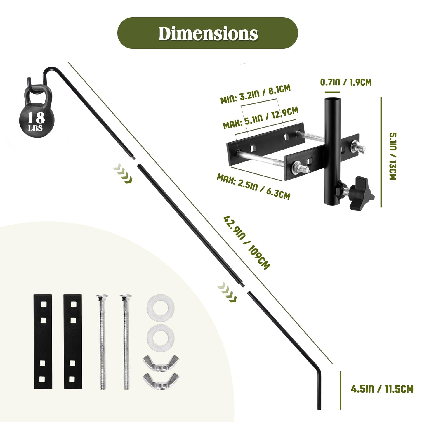MIXXIDEA Heavy Duty Extended Fence Deck Hook Rail Hook Bird Feeder Hook, 360 Degree Rotary and Length Adjustable Plant Bracket for Bird Feeders, Planters, Suet Baskets, Lanterns, Wind Chimes and More