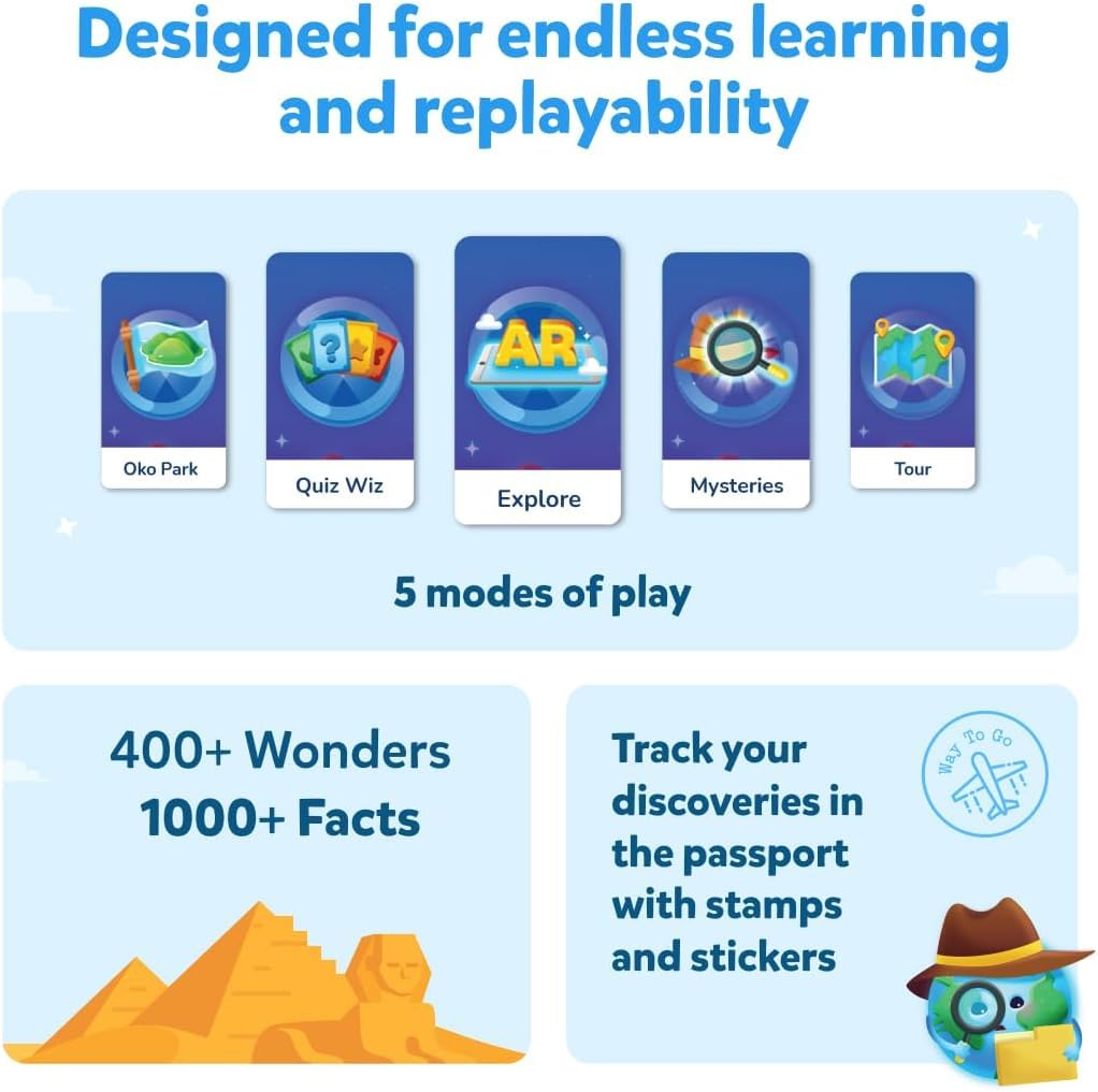 PlayShifu Globe for Children – Orboot Earth: Interactive Kids Globe with 1000+ Facts on Animals, Places & Monuments | Tech-Powered Learning Toy & STEM Gift for Kids Ages 4–10 Black Version 2025 model