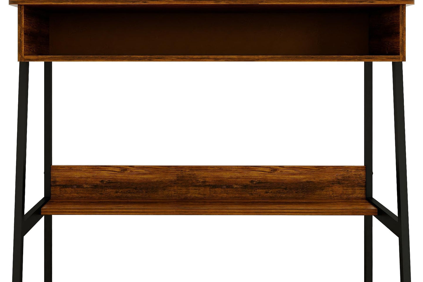 Computer Desk, Small Office Desk, Bureau Gaming Desk, 31.5 inch Study Table, Sit Stand Desk with Drawers, Bureau de Bureau de Travail, Rustic Brown Wood Desk with Black Metal Frame