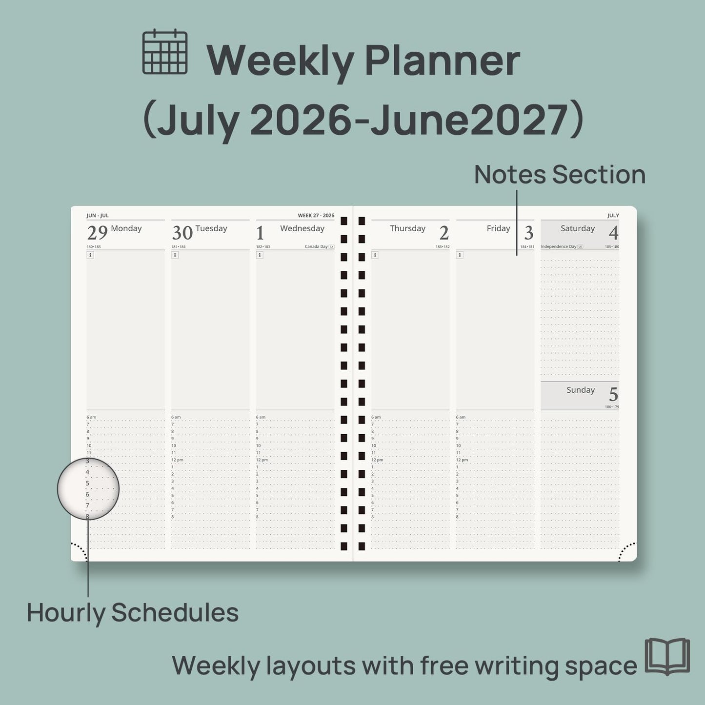 POPRUN Academic Planner (July 2026-June 2027) Weekly and Monthly Appointment Book 2026-2027, 10" x 8" Planner School Year 2026-2027 with Hardcover, Tabs, Ruler, Pen Loop & Tear-Off Corners - Violet