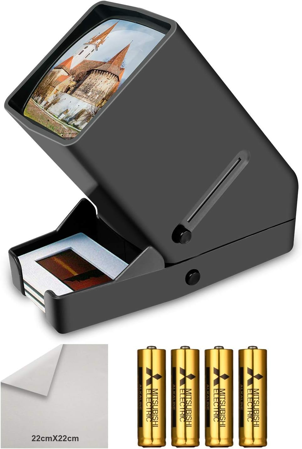 DIGITNOW 35mm Film and Slide Viewer, 3X Magnification and Desk Top LED Lighted Illuminated Viewing and Battery Operation-for 35mm Slides & Positive Film Negatives(4AA Batteries Included)