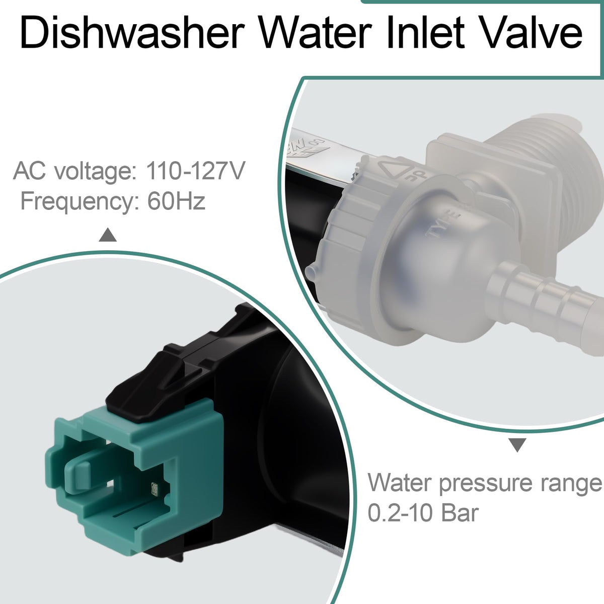 00628334/00637572/ 10023852 Dishwasher Water Inlet Valve Replacement Parts, Direct Fits BOSCH and Thermador SHXM98W75N/01, SHX863WD5N/01, SHEM63W55N/01,SHPM65Z55N/01 and More Models(OEM Quality)