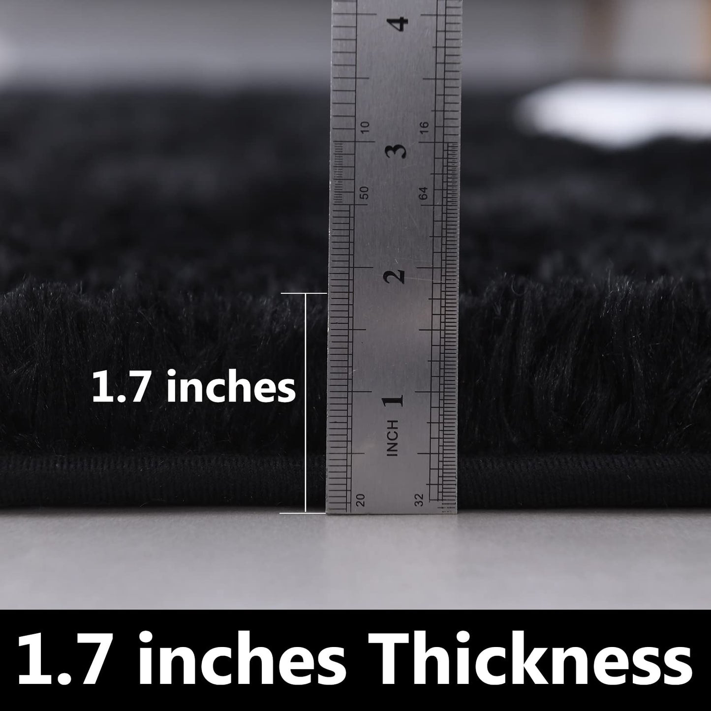 BRICHOEE Black Round Rug 6 Feet Super Soft Fluffy Shag Circle Area Rugs for Kid's Bedroom, Fuzzy Plush Shaggy Circular Rug for Teen's Room, Cute Non-Slip Home Decor Black Carpet for Nursery Room
