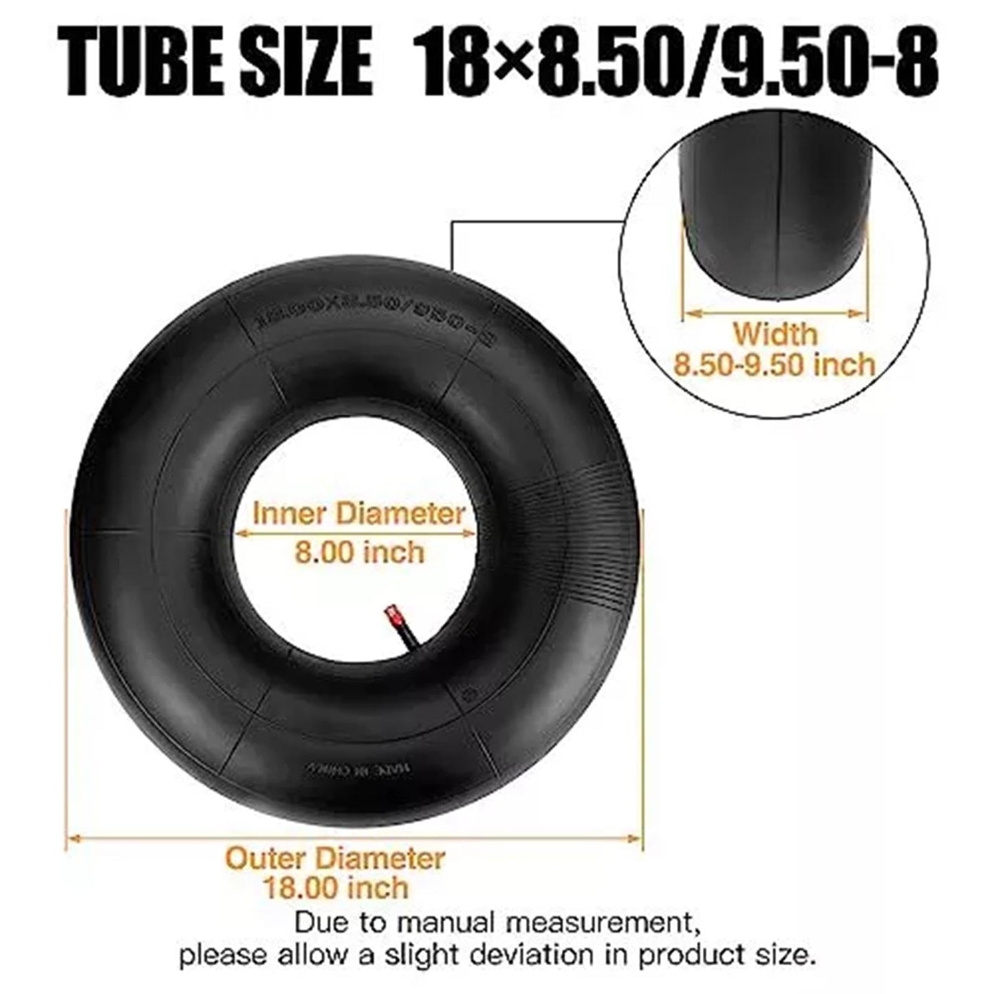 Caalii 2 Pack 18x8.50-8/18x9.50-8 Inner Tube with TR-13 Valve Stem Compatible with Golf Cart,Tractor,Lawn Mower,Hand Trucks, Wheelbarrows, and More