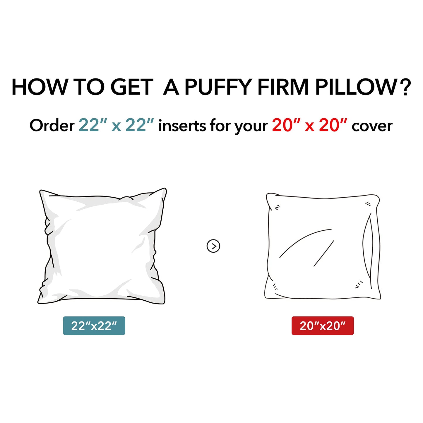 Oubonun 22 x 22 Pillow Inserts (Set of 2) - Throw Pillow Inserts with 100% Cotton Cover - 22 Inch Square Interior Sofa Pillow Inserts - Decorative Pillow Insert Pair - White Couch Pillow