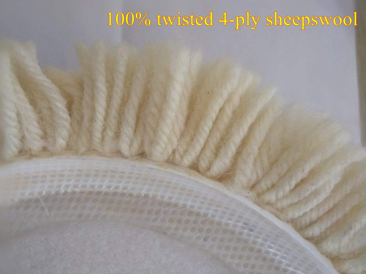 Sisha-A Wool Polishing Pads, 3 Pack 7" Buffing Pads with Hook and Loop Back for Compound, Cutting & Polishing, 100% Natural Wool, Thick and Aggressive