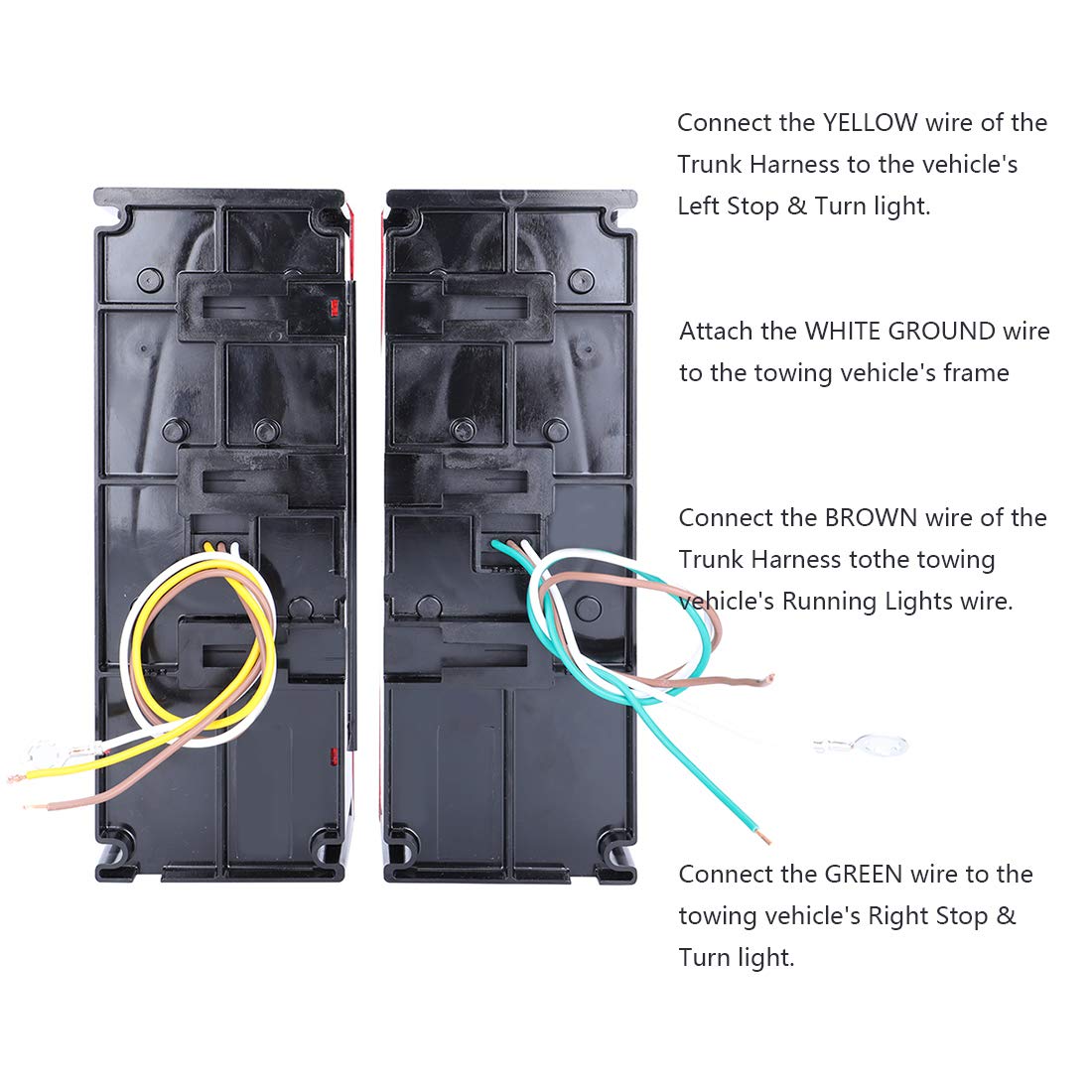 CZC AUTO 12V LED Low Profile Submersible Rectangular Trailer Light Kit Tail Stop Turn Running Lights for Boat Trailer Truck