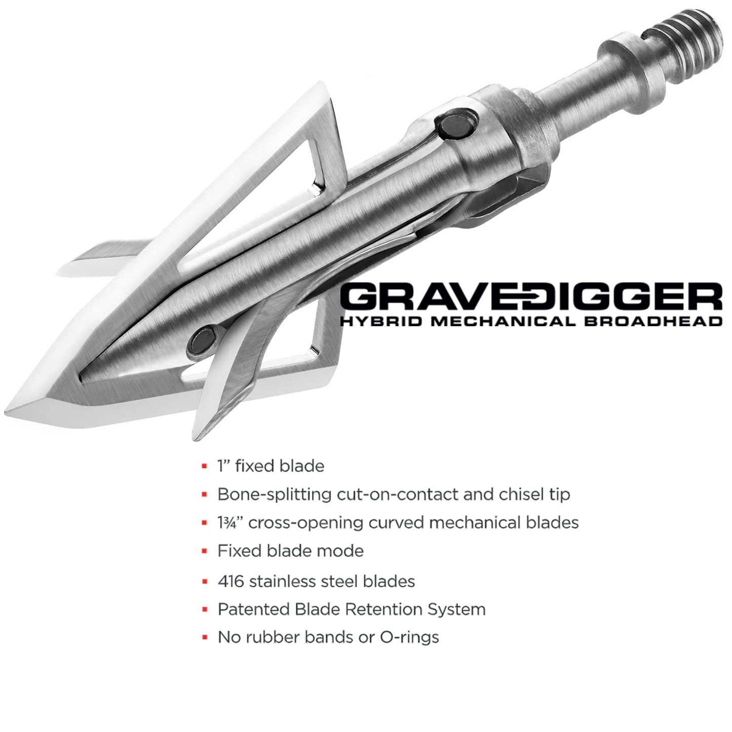 Bloodsport Grave Digger Mechanical Broadhead 100 Grain Aluminum and Steel.