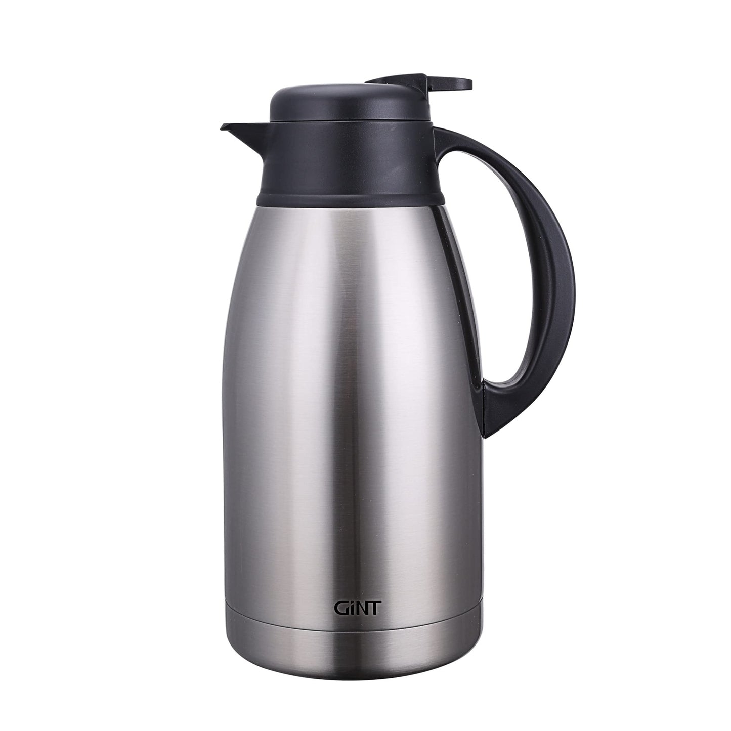 GiNT 1.9 L / 65 Oz Thermal Coffee Carafe, Insulated Stainless Steel Double Walled Vacuum Water and Beverage Dispenser, 12 Hour Heat Retention, Silver