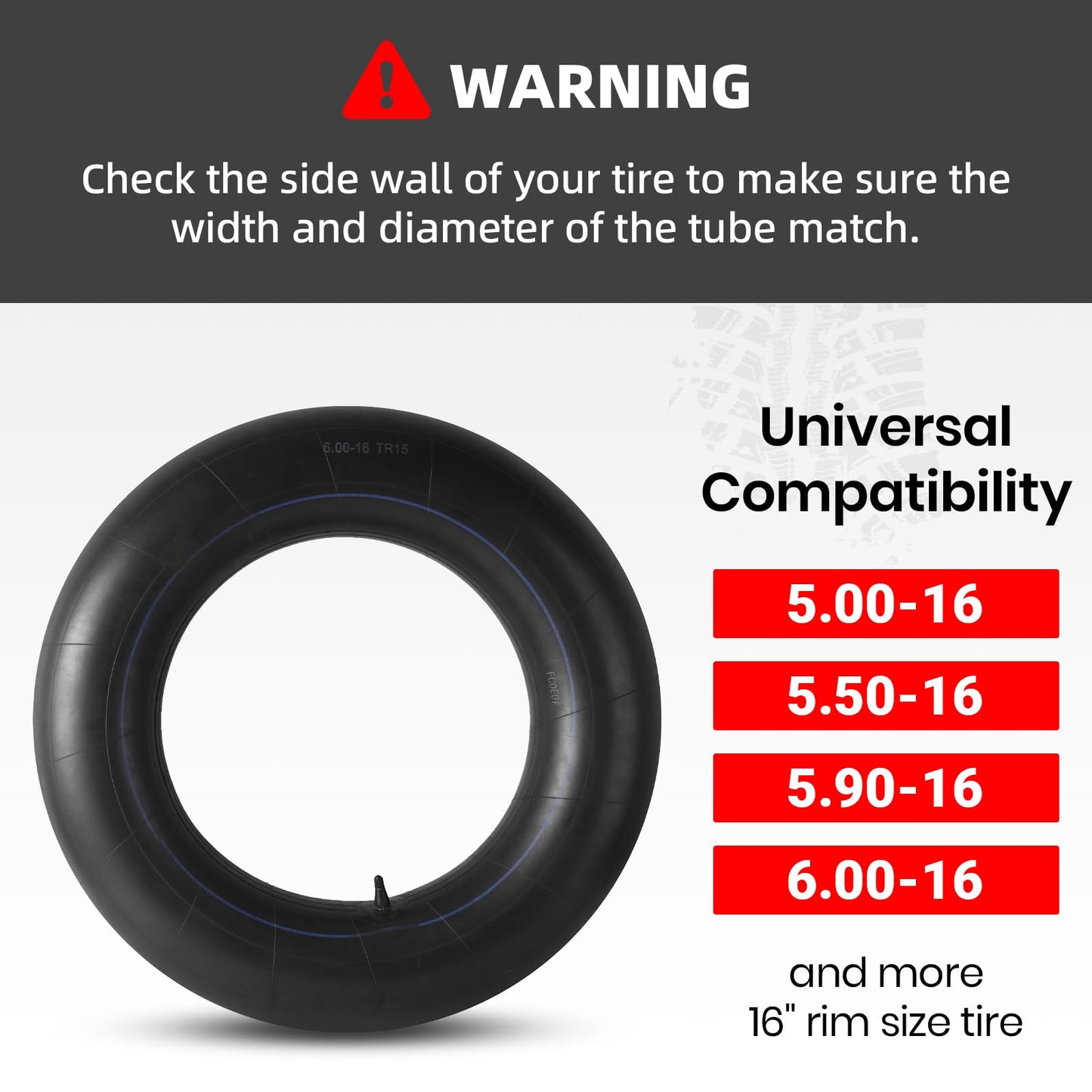 AR-PRO Replacement 6.00-16 Heavy-Duty Inner Tubes for Tractor, Trailer, Truck and More 600-16 Tires - with TR15 Valve Stems - Made from Durable Butyl Rubber (2-Pack)