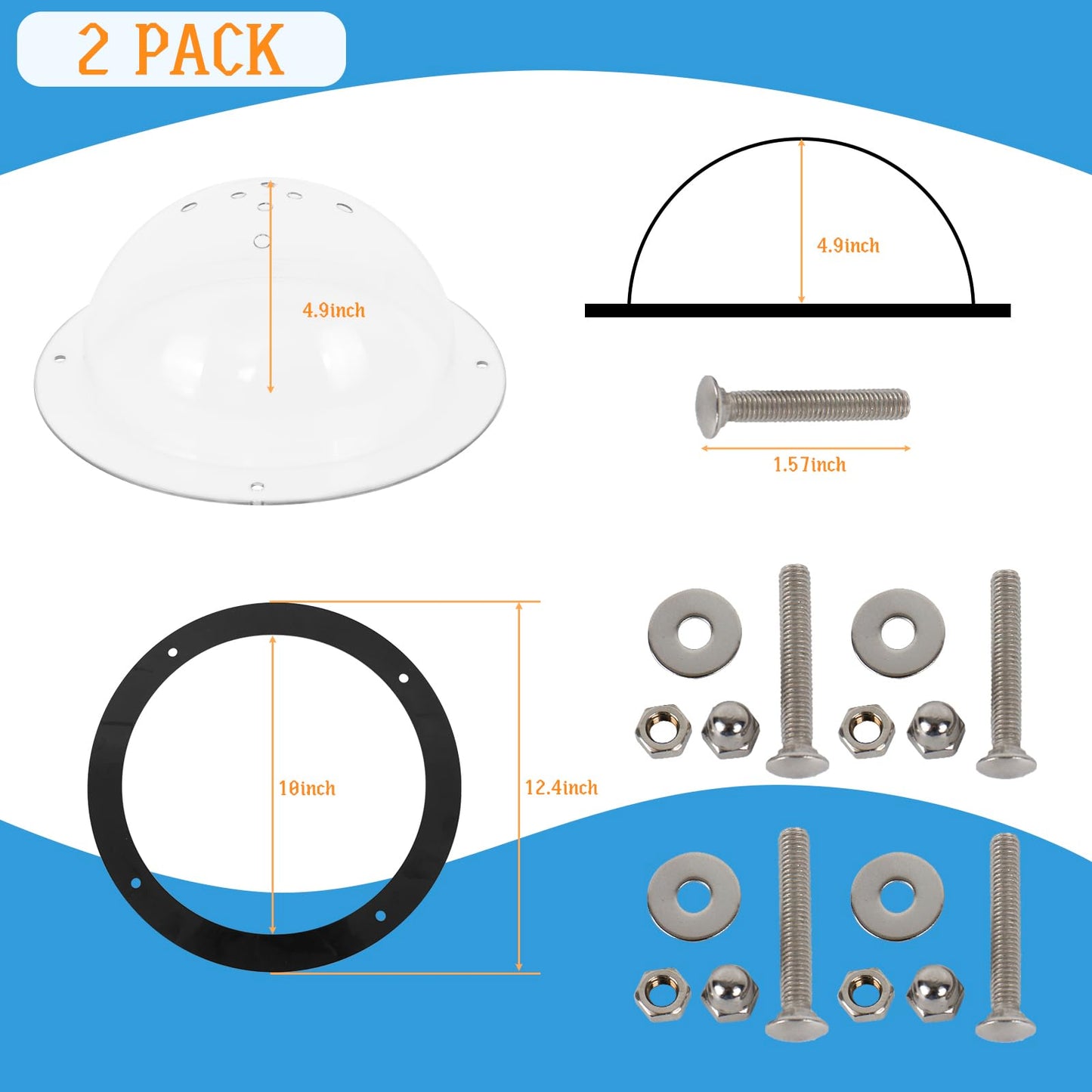 CAWUWE 2 Pack Dog Fence Window with Air Holes Clear Pet Bubble View Dome Door Peek Small Round Window for Doggie/Cat/Horse Outside Playground Garden Diameter 12.44 Inch Deep 4.92 Inch