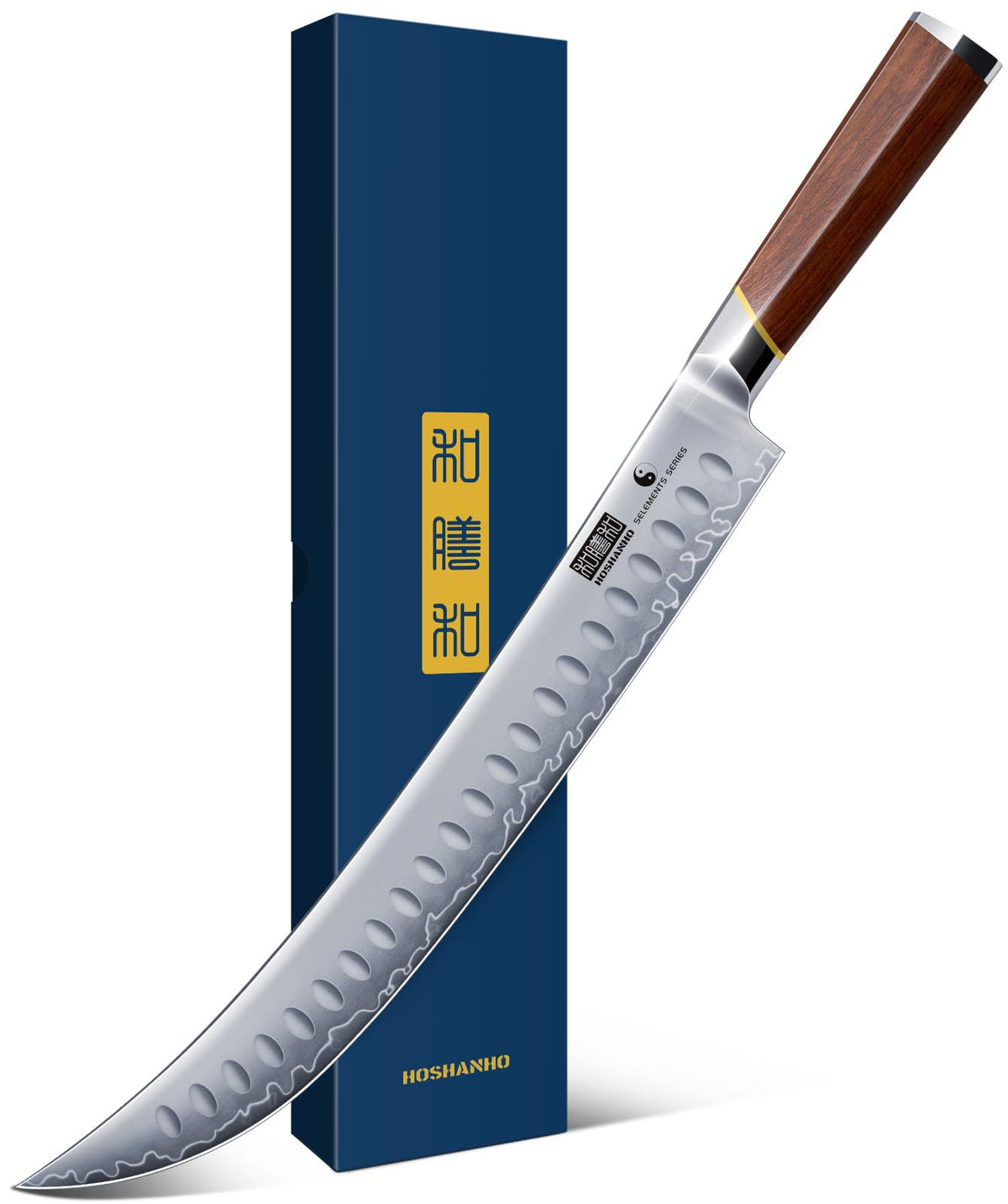 HOSHANHO Brisket Knife, 12 Inch Japanese High Carbon Steel Carving Slicing Knife with Ergonomic Handle, Razor Sharp Curved Butcher Breaking Knife for Meat Cutting