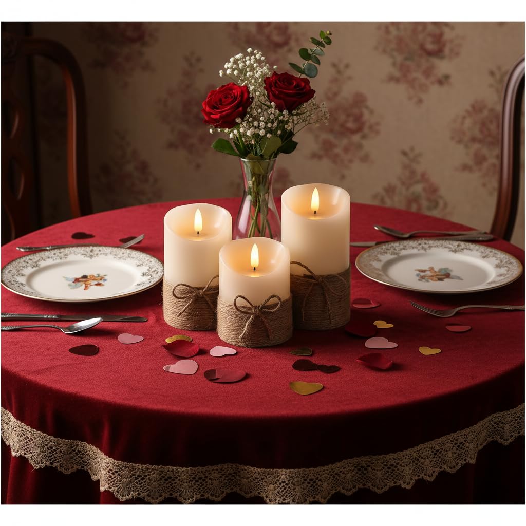 Flickering Flameless Ivory Candles Realistic LED Candles with Remote Control and Timer Battery-Operated (Hemp Rope)