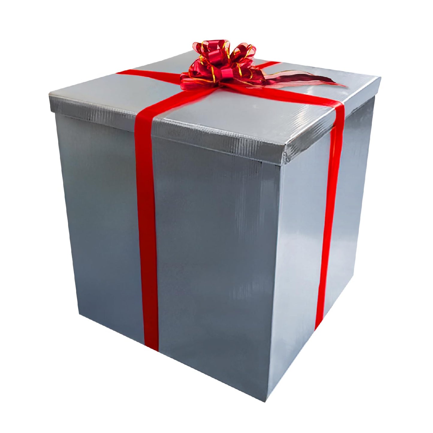 Giant Gift Box Silver Cardboard Decorative Box with Lid, Silver Gift Box for Birthday Surprise, Pregnancy Announcement, Gender Reveal, Christmas Presents and Other Celebrations (Size: 28x28)