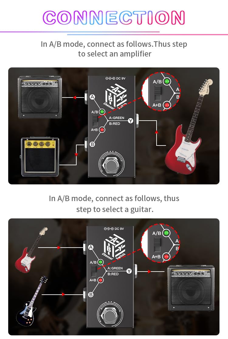 ABY Box Line Selector AB Switch Mini Guitar Effect Pedal True Bypass -ABY Channel Switch