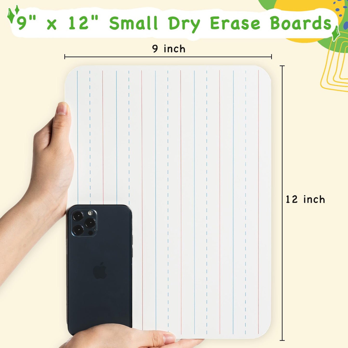 Ohuhu 30-Pack Small White Boards – 9 x 12 Inch Portable Mini Dry Erase Boards - Double-Sided Plain & Lined Whiteboard Class Set for Teachers, Students, Classroom & Back-to-School Supplies