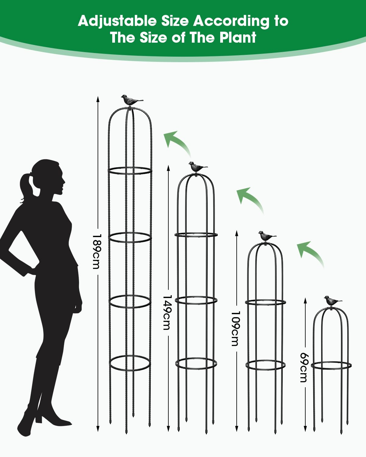 MYMULIKE 2 Pack 75" Garden Trellis for Climbing Plants Indoor/Outdoor, Plant Support for Vines, Tomatoes and Cucumbers, Trellis for Climbing Plants and Vegetables, Balcony/Patio/Courtyard Supplies