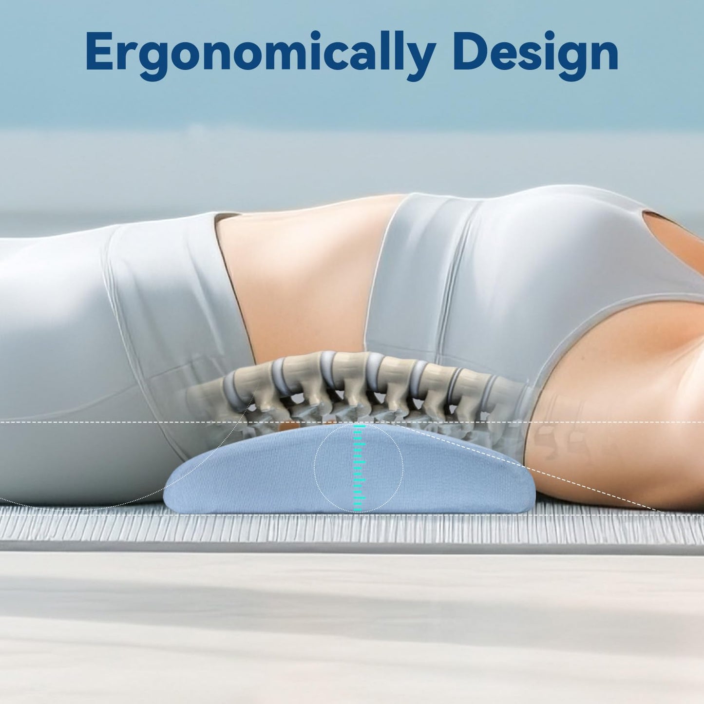Lumbar Support Pillow for Sleeping, Memory Foam Lower Back Pillow with Cooling Gel, Ergonomic Back Support for Side & Back Sleepers, Removable Breathable Cover for Bed, Sofa & Car