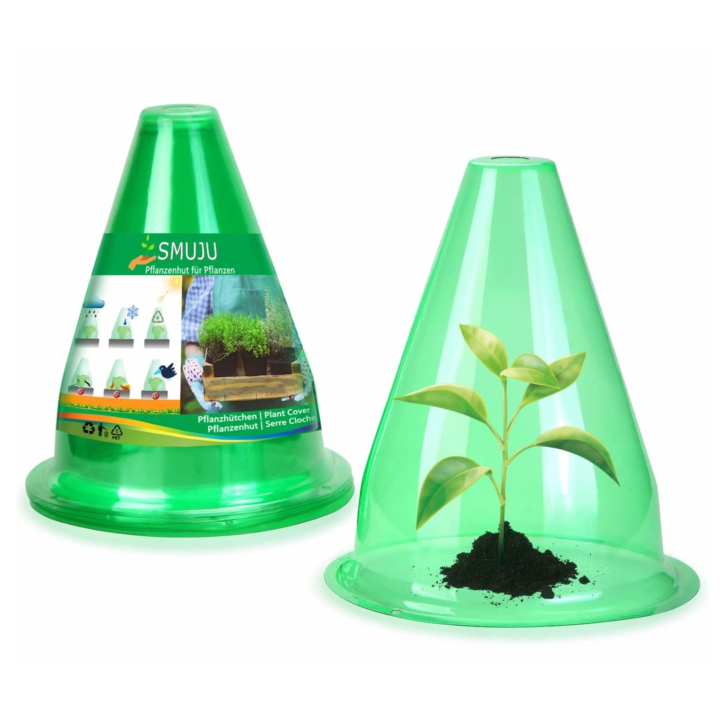 【36 Pieces】 Garden Cloches for Plants, Multifunctional Plant Cover Plant Protectors Transparent Bell Jar Cloche Protection Plants from Birds, Animals, Frost, Freeze Weather,7.8" D x 9.4" H, Green
