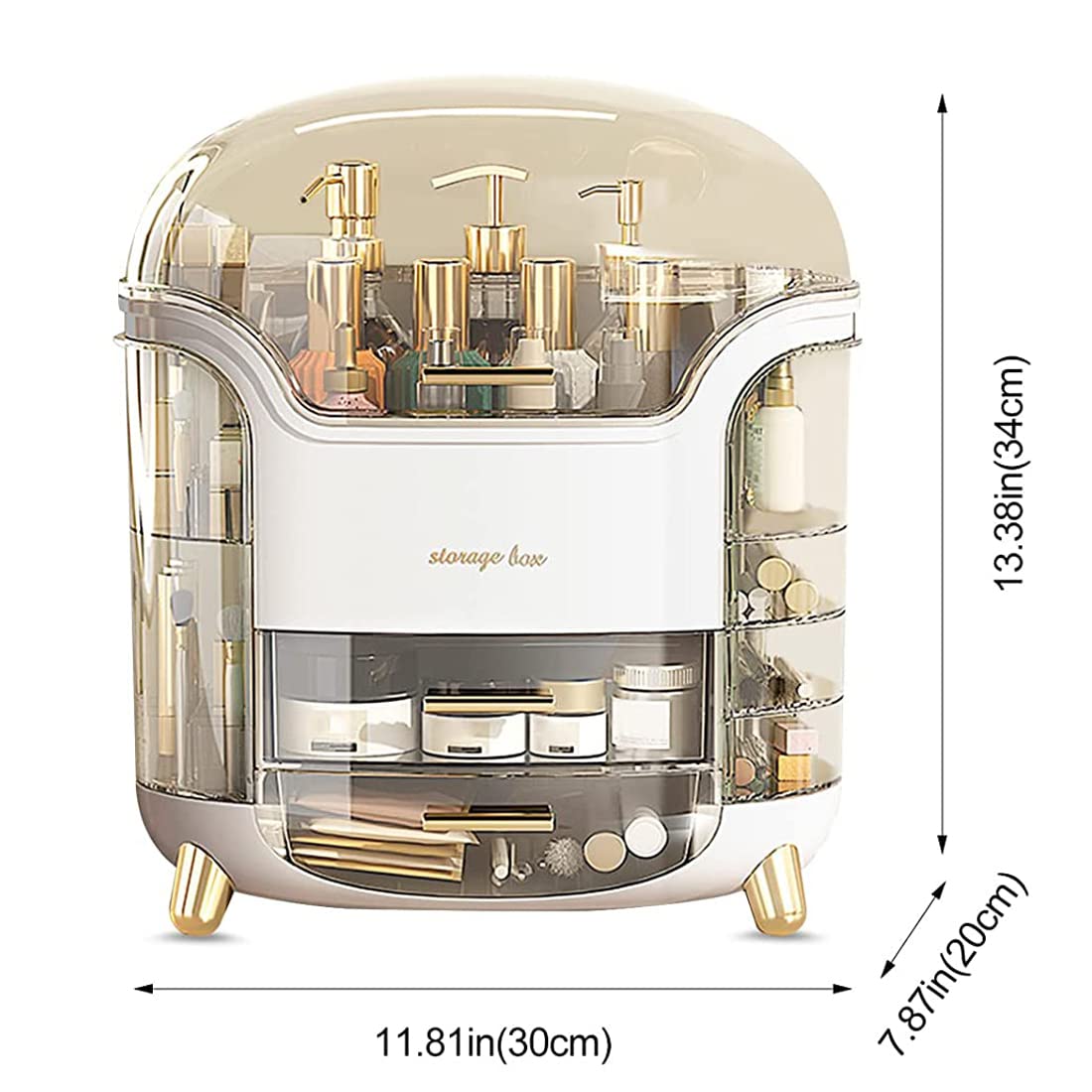 Makeup Storage Organizer,Cosmetics Display Case with Lid,Lipstick Organizer and Transparent Cover,Large Skincare Organizers for Bathroom Countertop,Bedroom Vanity Desk
