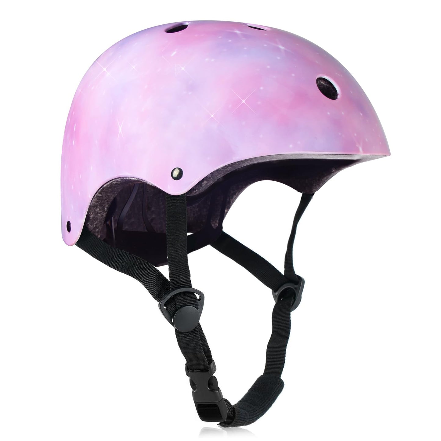 HXWY Adjustable Kids Bike Skateboard Helmet CPSC Certified for Boys Girls Youth Toddler, Starry Pink Protective Helmets for Multi-Sports Cycling Skateboard Scooter Skating (Medium)