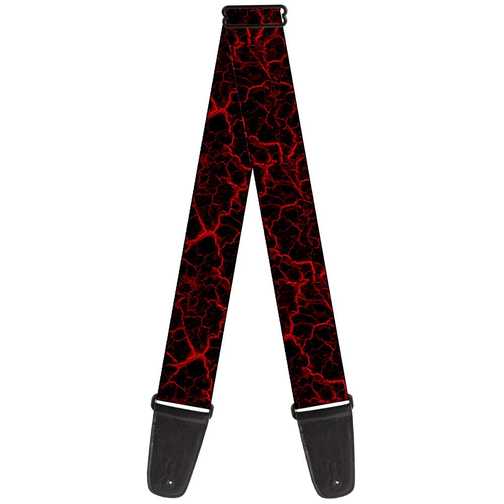 Guitar Strap Marble Black Red 2 Inches Wide