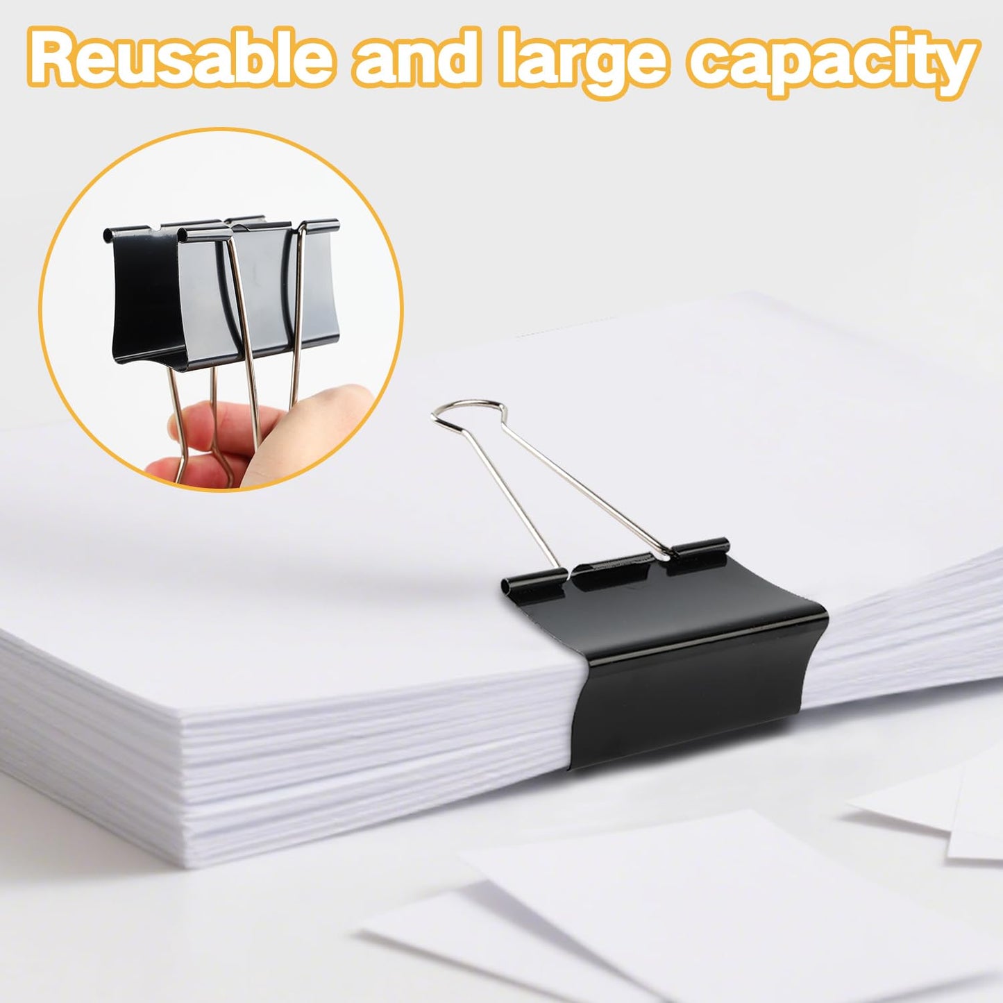 30-Pack Jumbo 3" Heavy-Duty Clips, 1.5" Clamping Capacity Tempered Steel No-Slip Grip Clamps for Office, Home, School, Food Storage & Outdoor Use