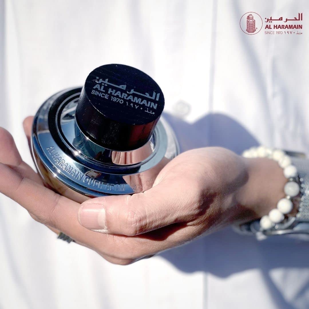 Al Haramain Oudh Adam - Cologne for Men - Arabian Perfume - Woody Spicy Fragrance with Notes of Saffron, Lavender, Patcholi, and Musk- Long Lasting Arabic Perfume - Eau De Parfum - 2.5 oz EDP Spray