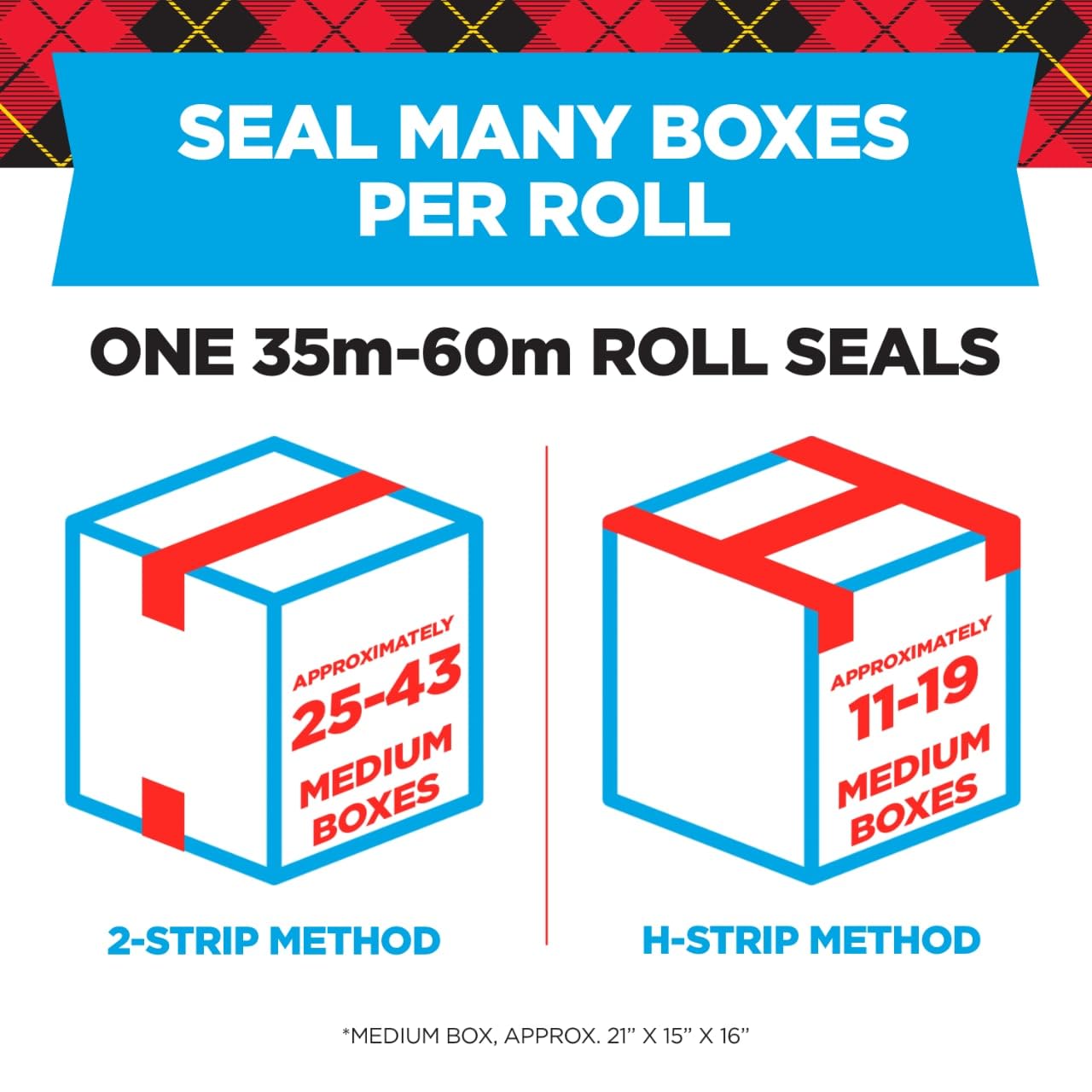 Scotch Packing Tape Heavy Duty Shipping Tape, 1.88" x 50m, 6 Rolls
