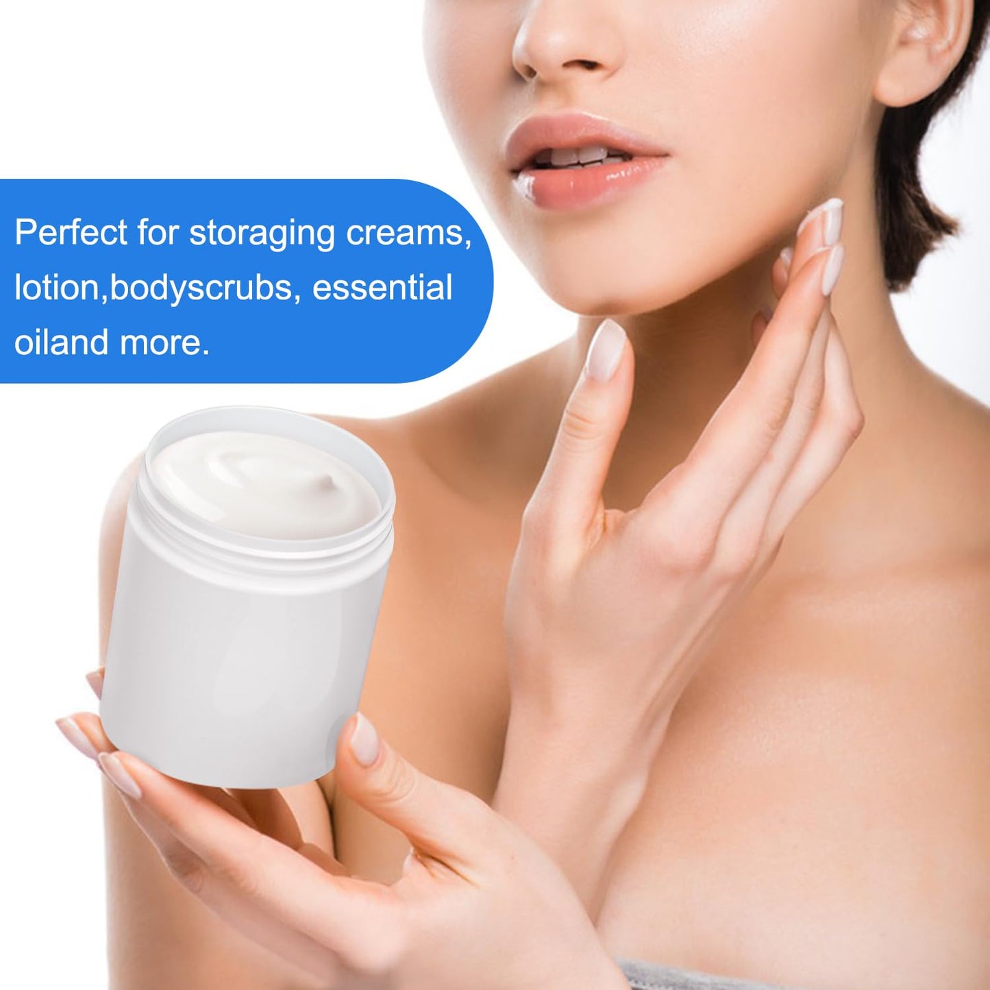 48 Packs 8.8oz (250 ml) Plastic White Jars with Lids, Cosmetic Containers jars with Wide-Mouth for slime, beads, rhinestones, sequins Cosmetics, Lotion, Cream, Ointments and More by KUKLIPJIM.