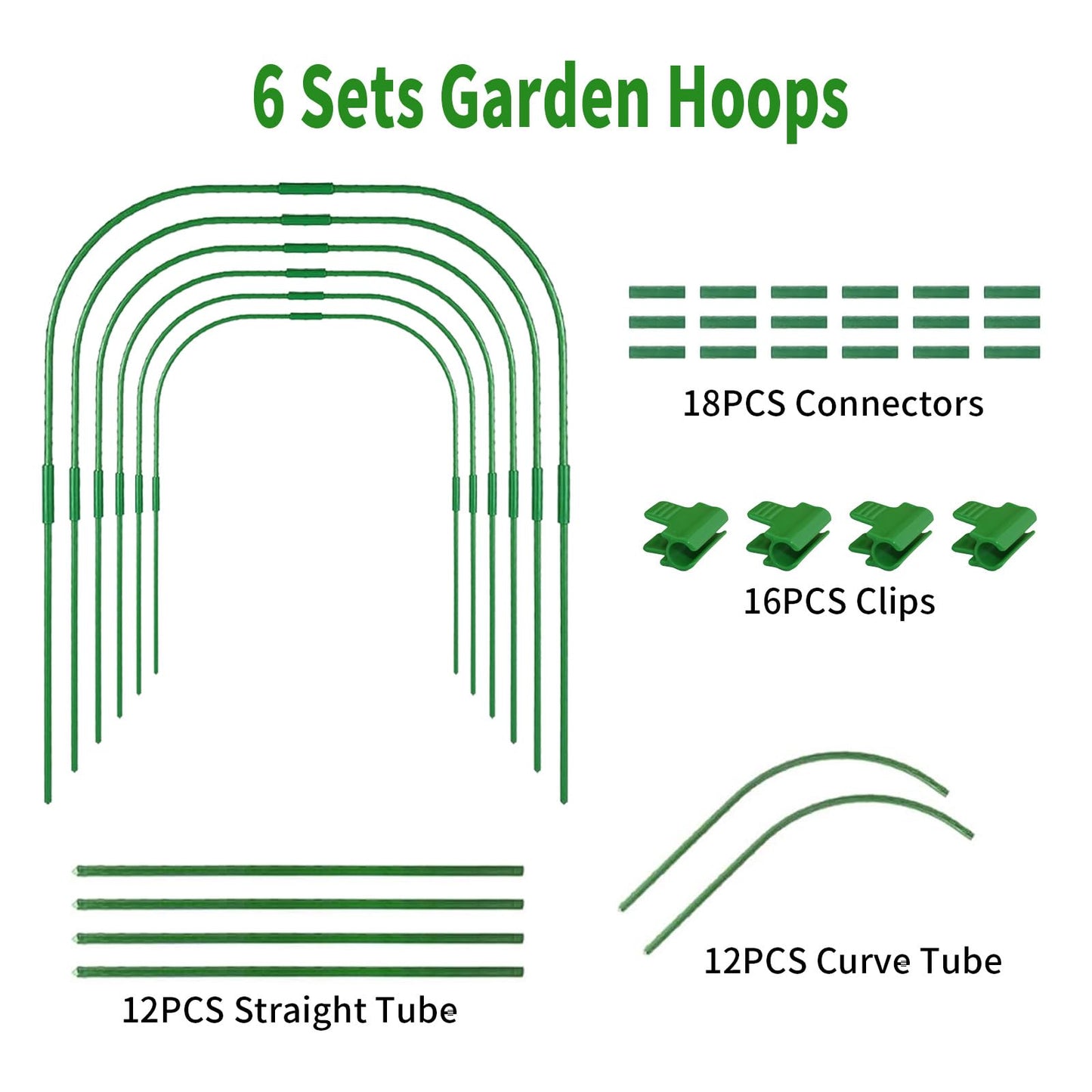 Garden Insect Mesh Netting Kit with Hoops – 10 x 50FT Insect Netting, 6 Sets Garden Hoops, 16 Clips & 10 Pegs Stakes with Washers for Vegetables, Plants & Raised Beds