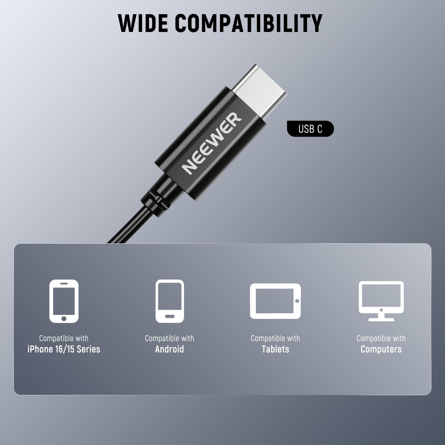 NEEWER Mini USB C Lavalier Microphone 2 Pack Compatible with iPhone 16 15 Pro Max Android Phone Tablet PC, Clip On Omnidirectional Condenser Lapel Mic with 2m/6.6ft Cable