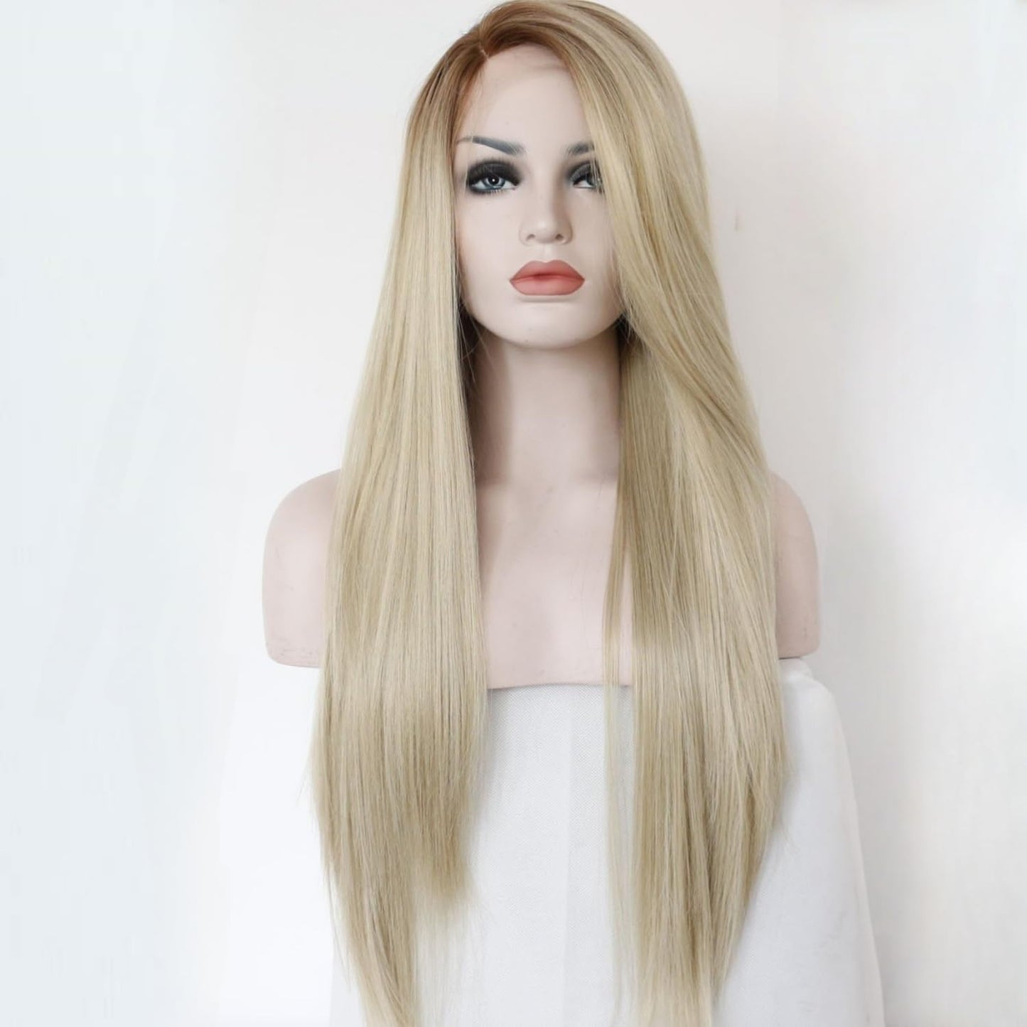 Blonde Lace Front Wig Long Body Wavy Auburn Synthetic 13X3 Lace Front Wigs Glueless Hair Pre Plucked Free Part Heat Resistant Hair for Women Drag Queen 22 Inch