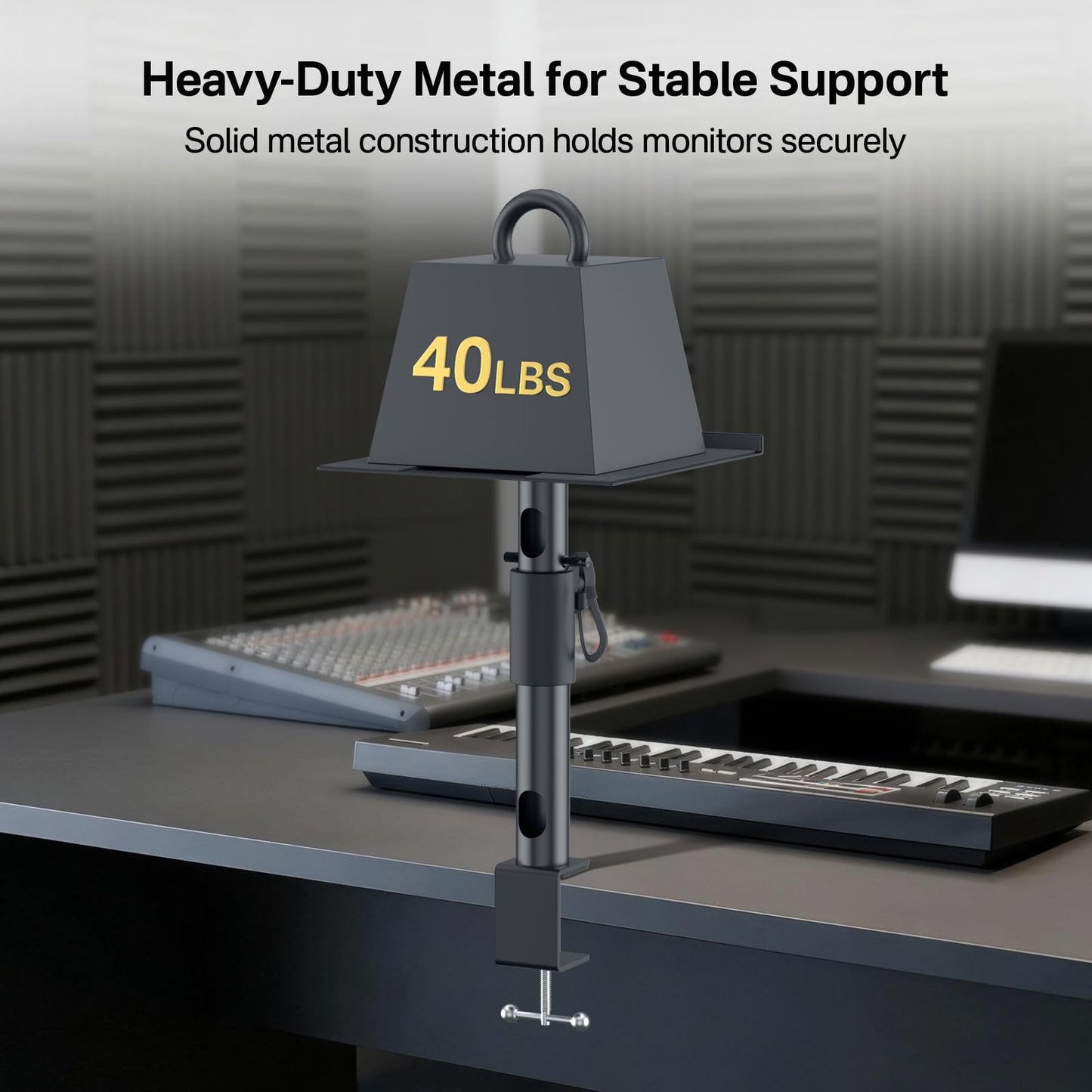 Studio Monitor Stands for PreSonus, JBL Nano K and More Monitor Speaker Stands, Adjustable Height & Tilt & Swivel Desk Bookshelf Speaker Stands for KRK, Klipsch, Polk and More Wr Headphone Holder