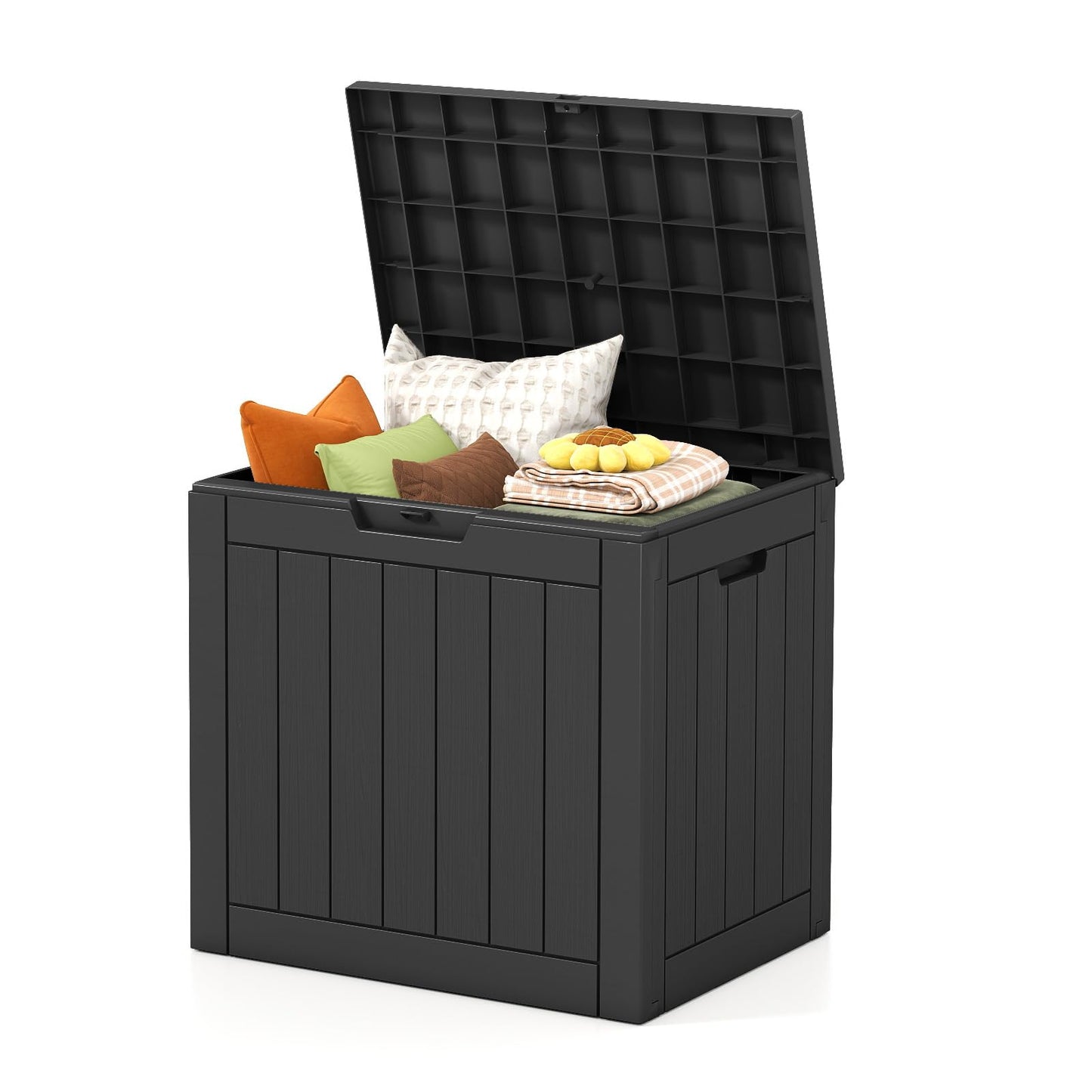 Ceecysaa Deck Box, 31 Gallon (117 L) Resin Outdoor Storage Box, Waterproof & Lockable Patio Storage for Cushions, Garden Tools & Pool Accessories, Weather-Resistan Durable Deck Box Outdoor, Black