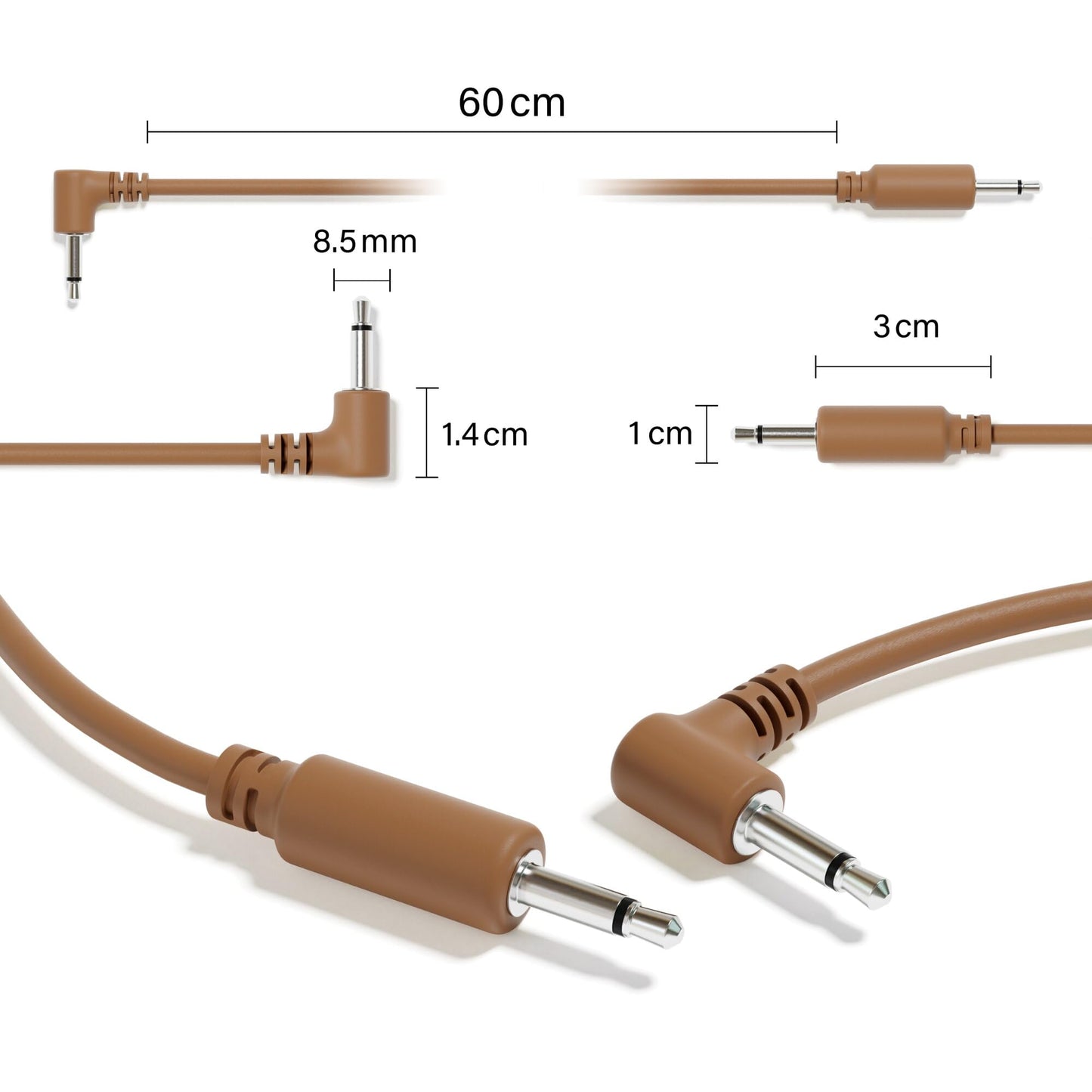 ExcelValley - Hybrid Mono Modular Patch Cables - TS 3.5mm 1/8" - Eurorack Synth Synthesizer [12-Pack | 90 cm - 35.43"]