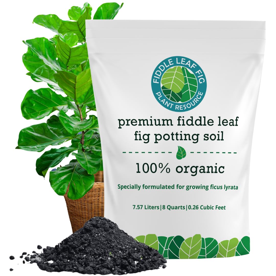 100% Organic Fiddle Leaf Fig Soil – Optimally-Draining Potting Mix for Healthy Roots, Fewer Brown Spots & Faster Growth | Enriched with Biochar & Bark | Large 7.5L Bag