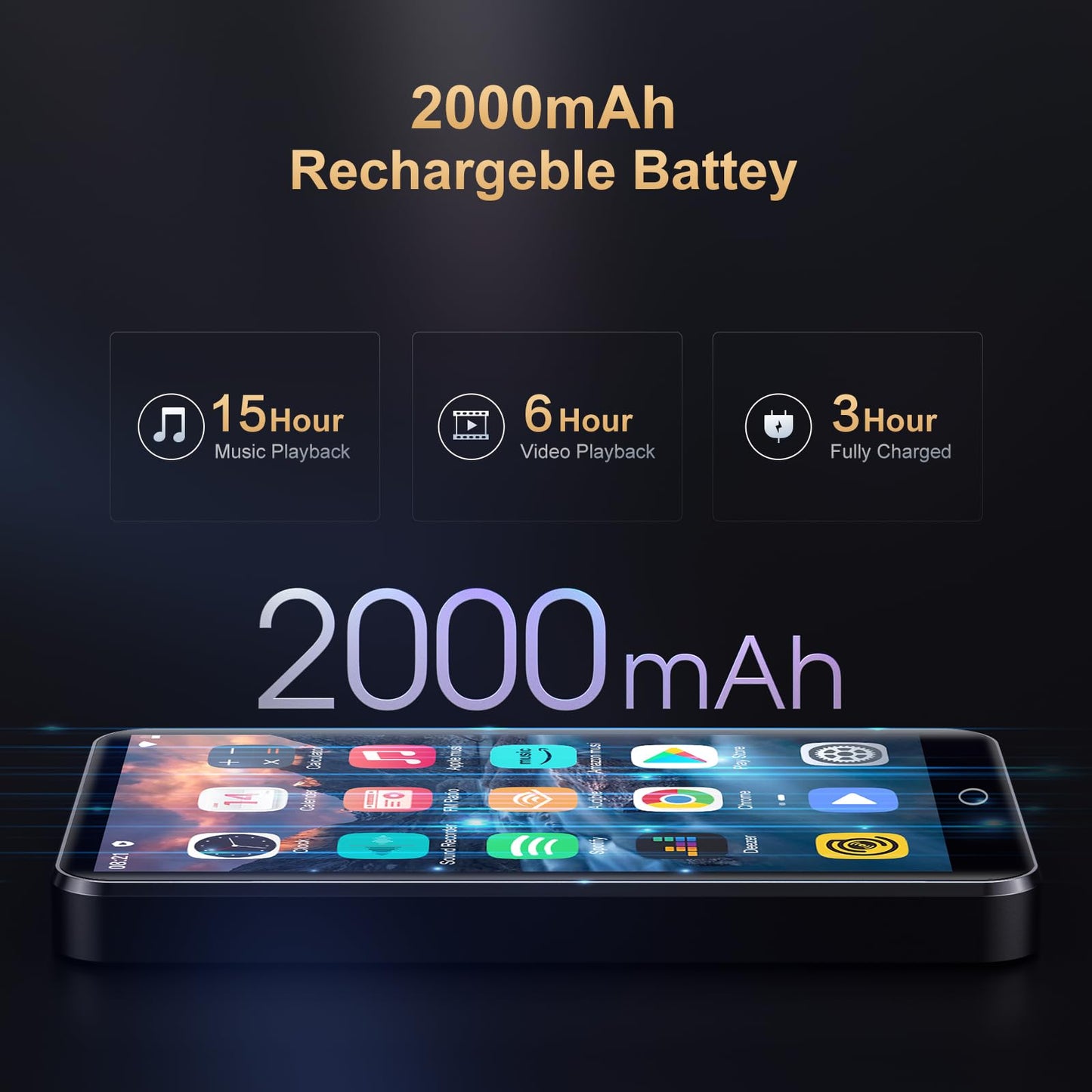 80GB MP3 Player with Bluetooth and WiFi, Mp3 & Mp4 Music Player with Spotify, Amazon Music, Deezer, Audible, Browser, 4.0" IPS Touch Screen Android Player with Speaker, FM Radio, Up to 512GB（Black）