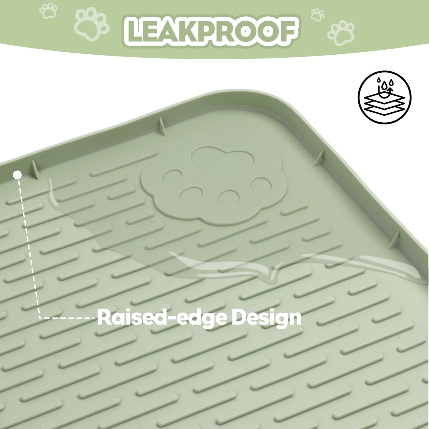 Bartuke Cat Litter Mat, Extra Large 101 x 71cm Silicone Mat Litter Trapping Mat for Scatter Control, Soft on Kitty Paws, Easy to Clean (Green)