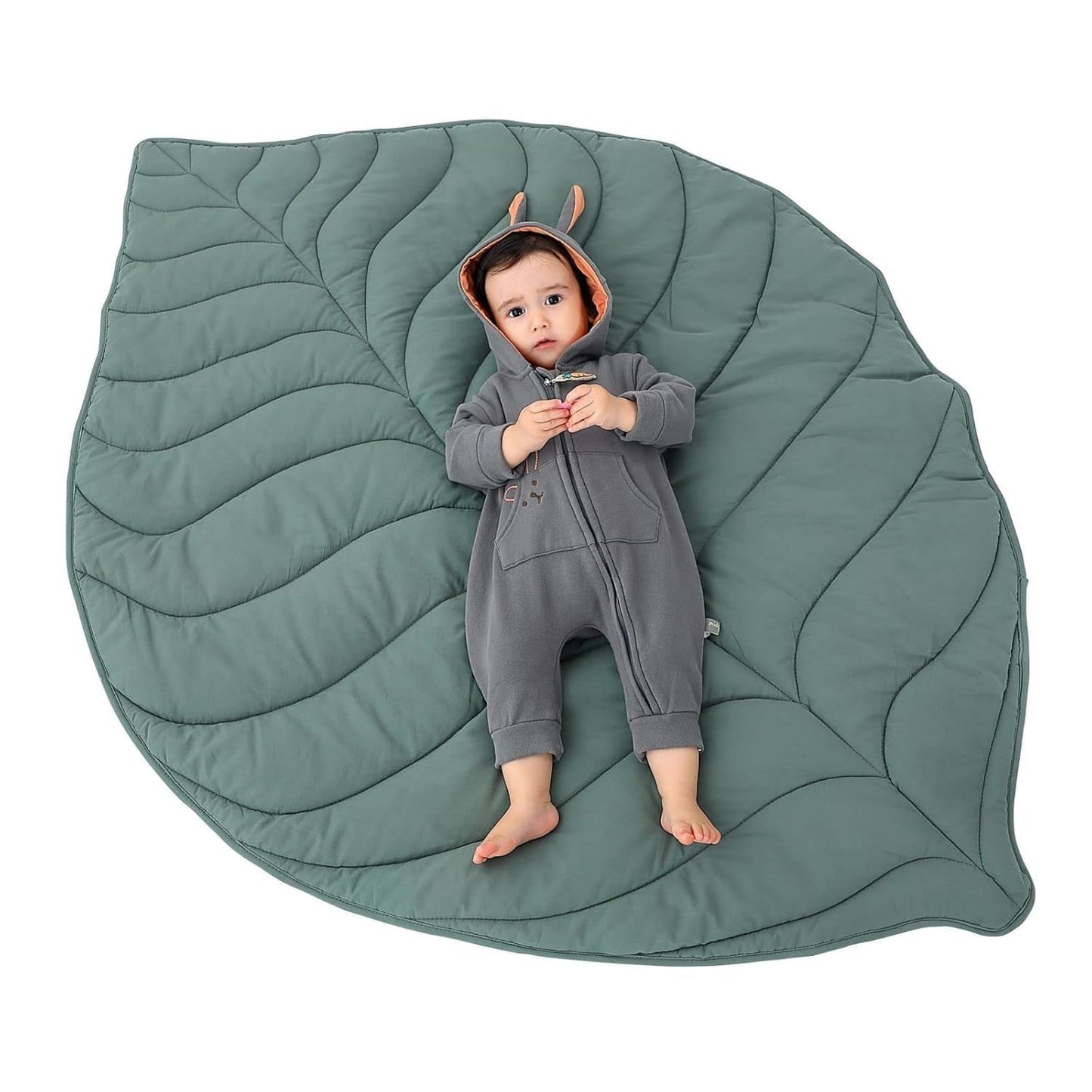 Leaf Nursery Rug, Machine Washable Baby Play Mat, Soft Playmat for Newborn, Special Padded Baby Floor Mat, Crawling Baby Mat for Tummy Time Infants