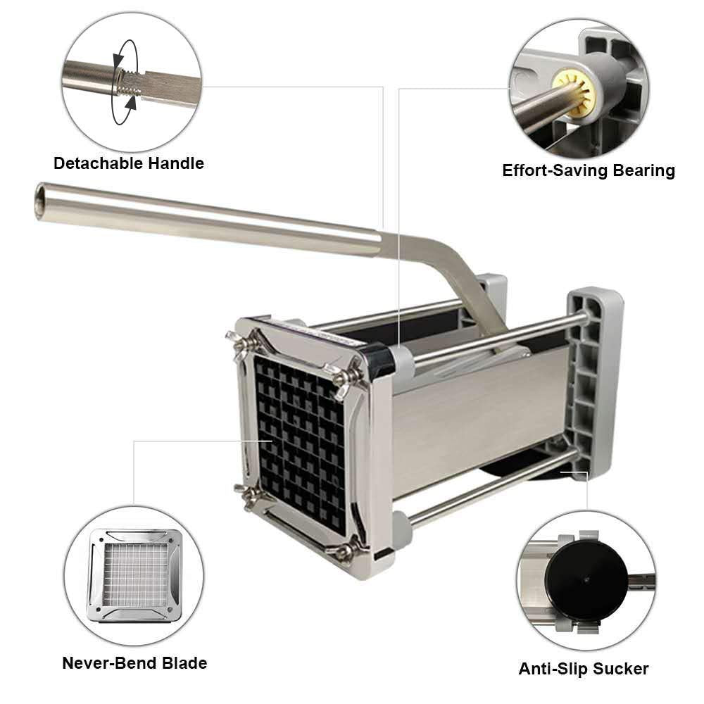 French Fry Cutter, SOPITO Professional Potato Cutter Stainless Steel Commercial Restaurant with 1/2-Inch Blade for Potatoes, Carrot and More
