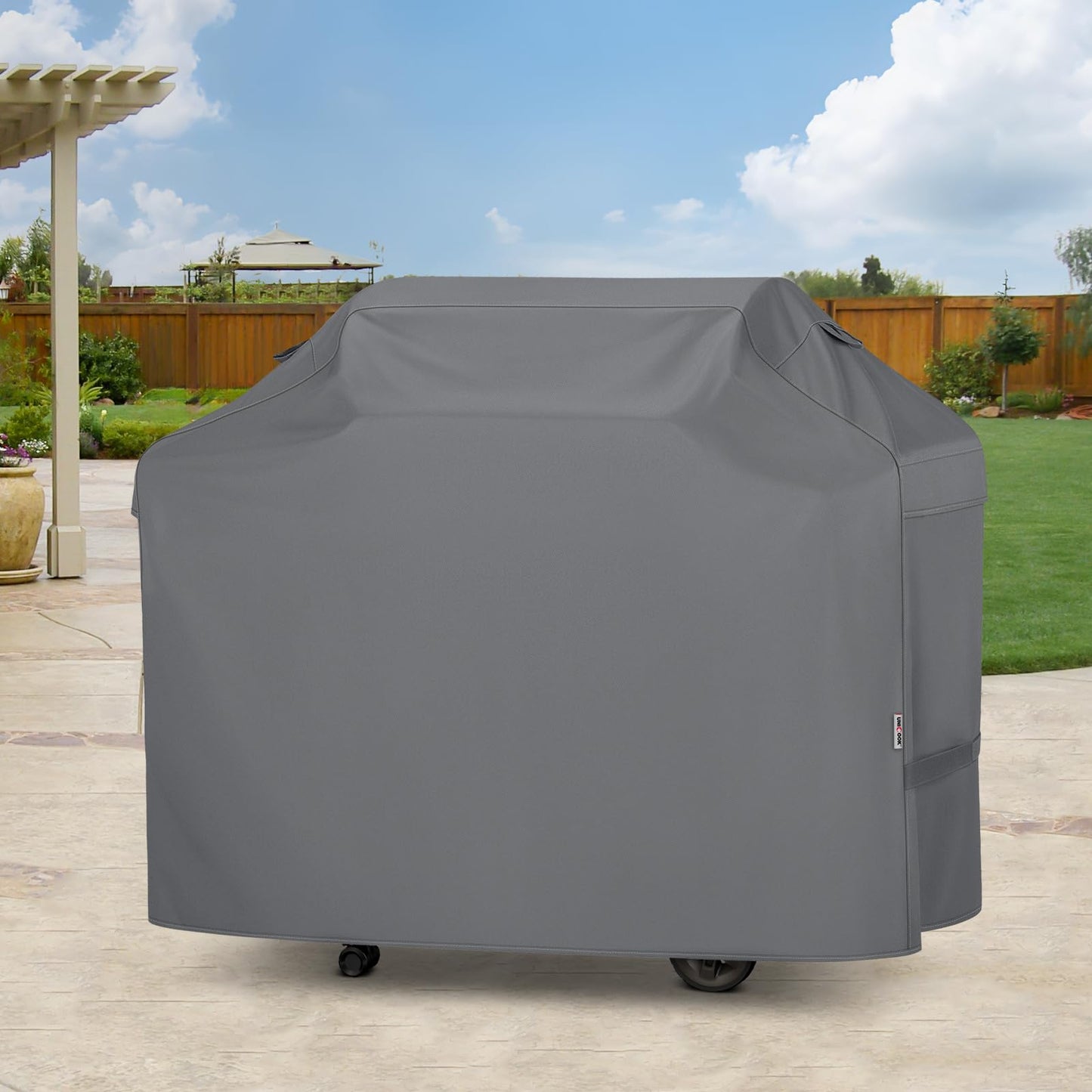 UNICOOK BBQ Cover 65 Inch, Waterproof Heavy Duty Barbecue Grill Cover, Fade Resistant Housse BBQ, Compatible for Weber, Char-Broil, Nexgrill, Brinkmann Barbecue and More, UV Resistant Material, Grey